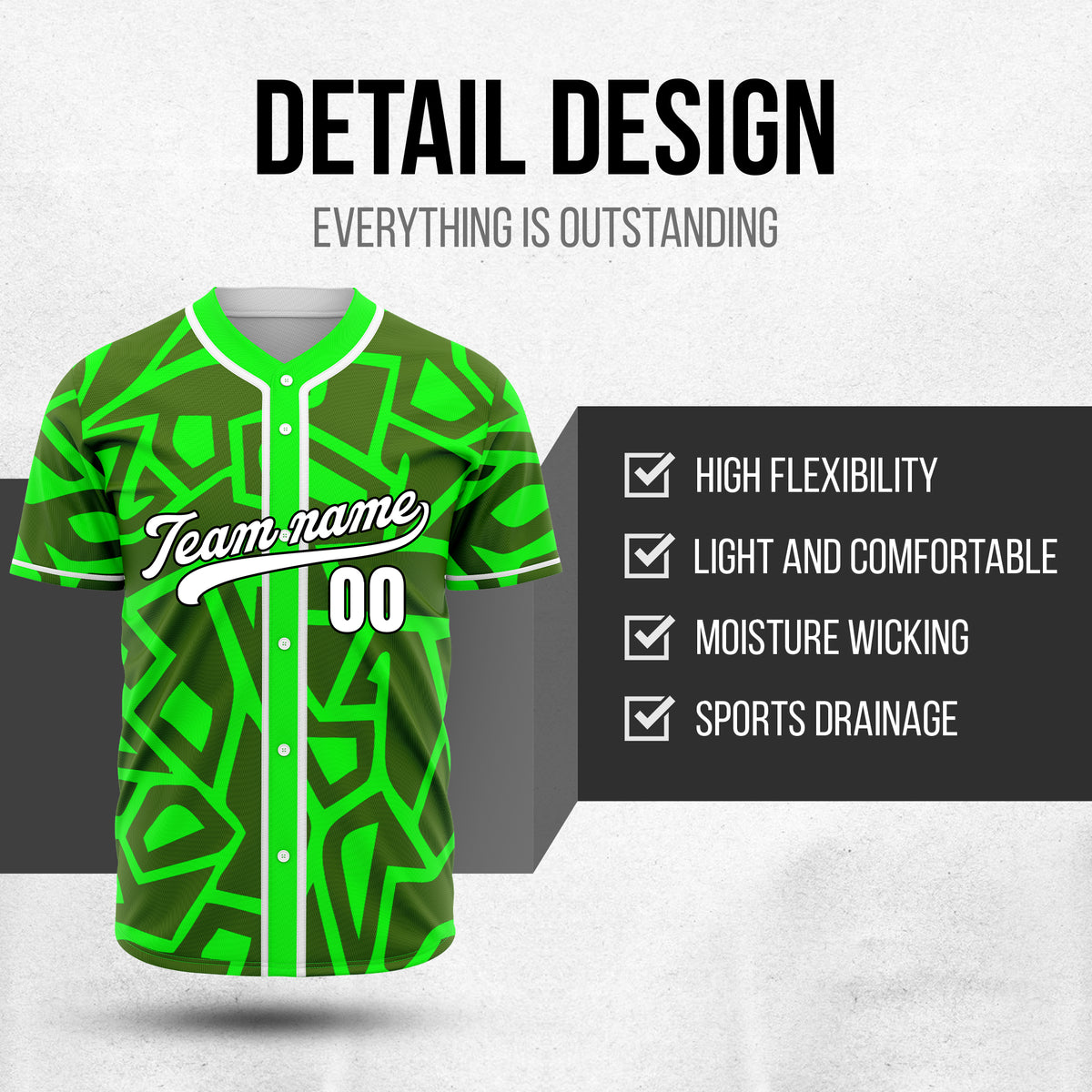 Custom Shadow Rebels Green Baseball Sports Jersey Personalized Uniform with Name & Number