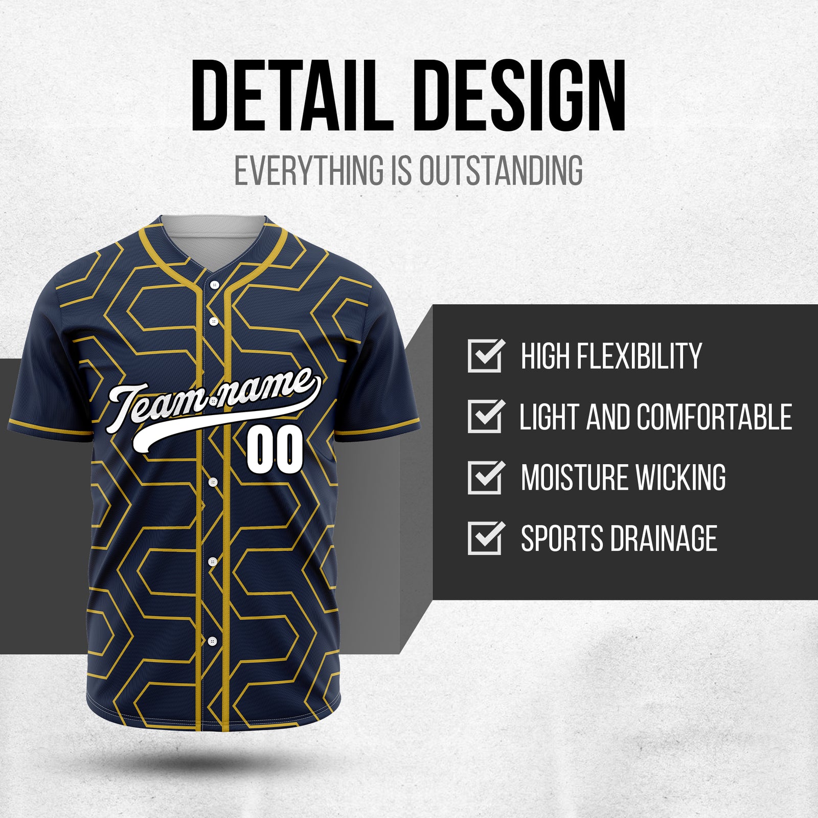 Custom Rhombus Rush Navy Sports Jersey Personalized Uniform with Name & Number