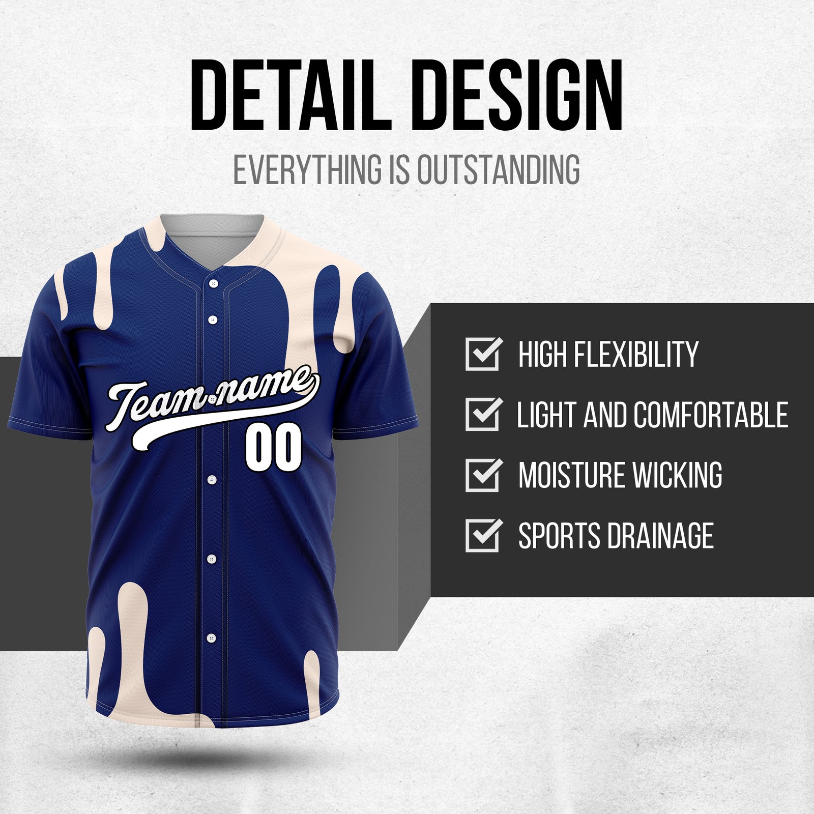 Custom Ink Dripline Navy Sports Jersey Personalized Uniform with Name & Number