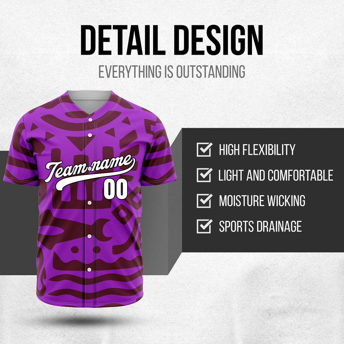 Custom Hawaii Hustle Purple Baseball Sports Jersey Personalized Uniform with Name & Number