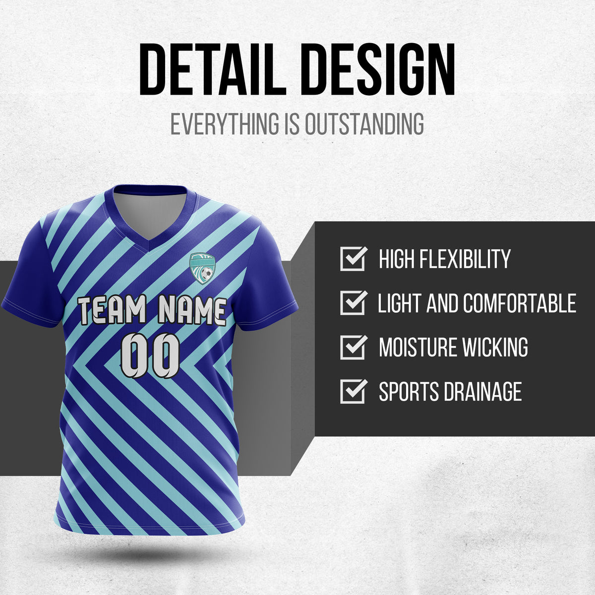 Custom Swift Stripe V-Neck Navy Soccer sport Tops Jersey