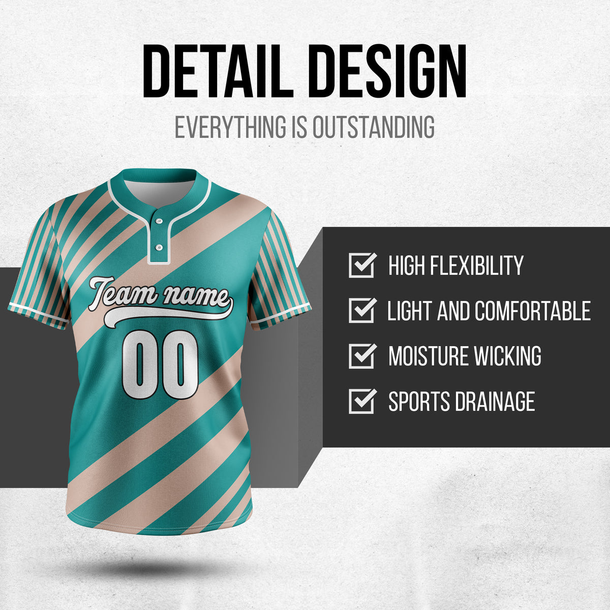 Custom Vibe Split Teal Baseball Sports Jersey Personalized Uniform with Name & Number