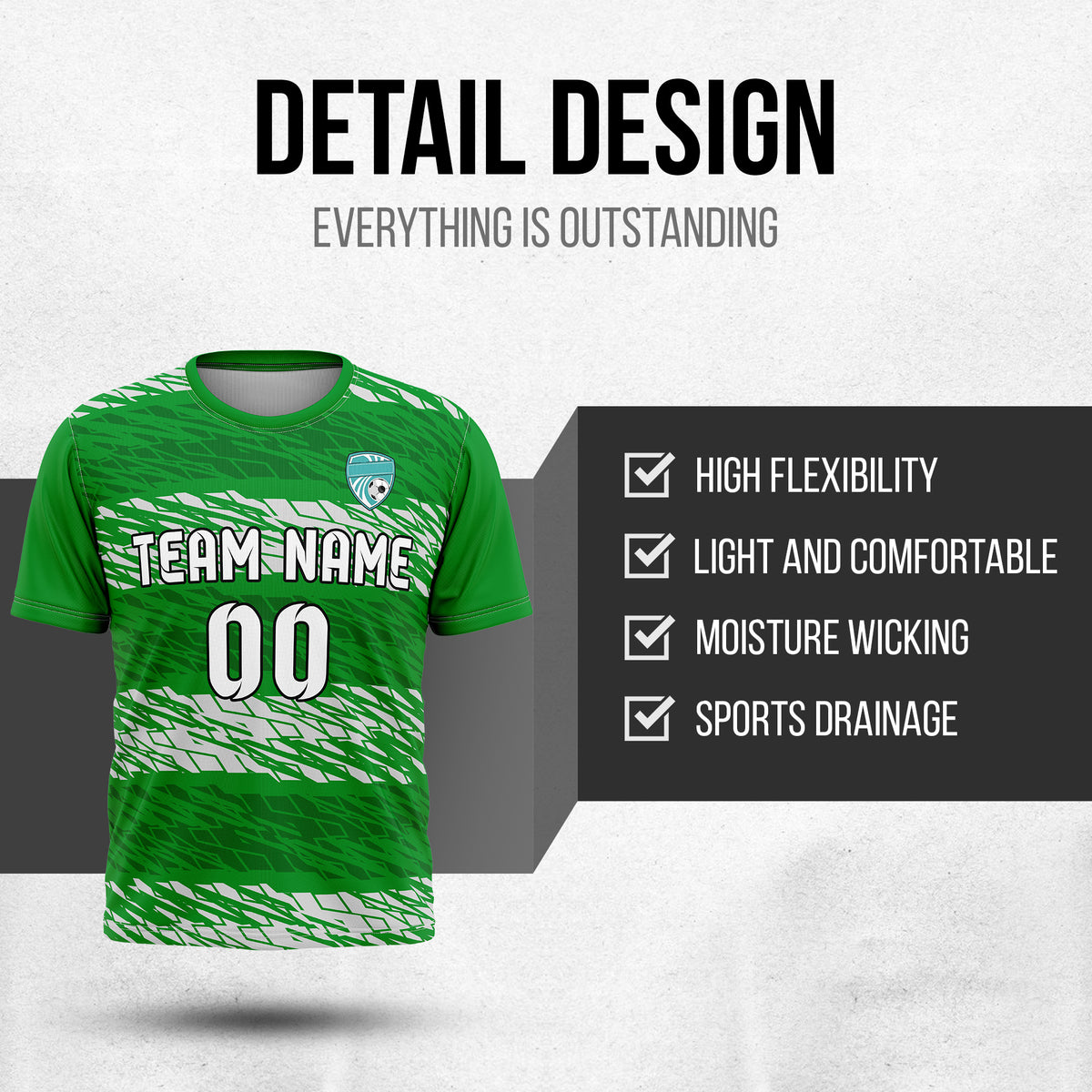 Custom Flare Strike R-Full Pattern Soccer Green Sport Tops Jersey