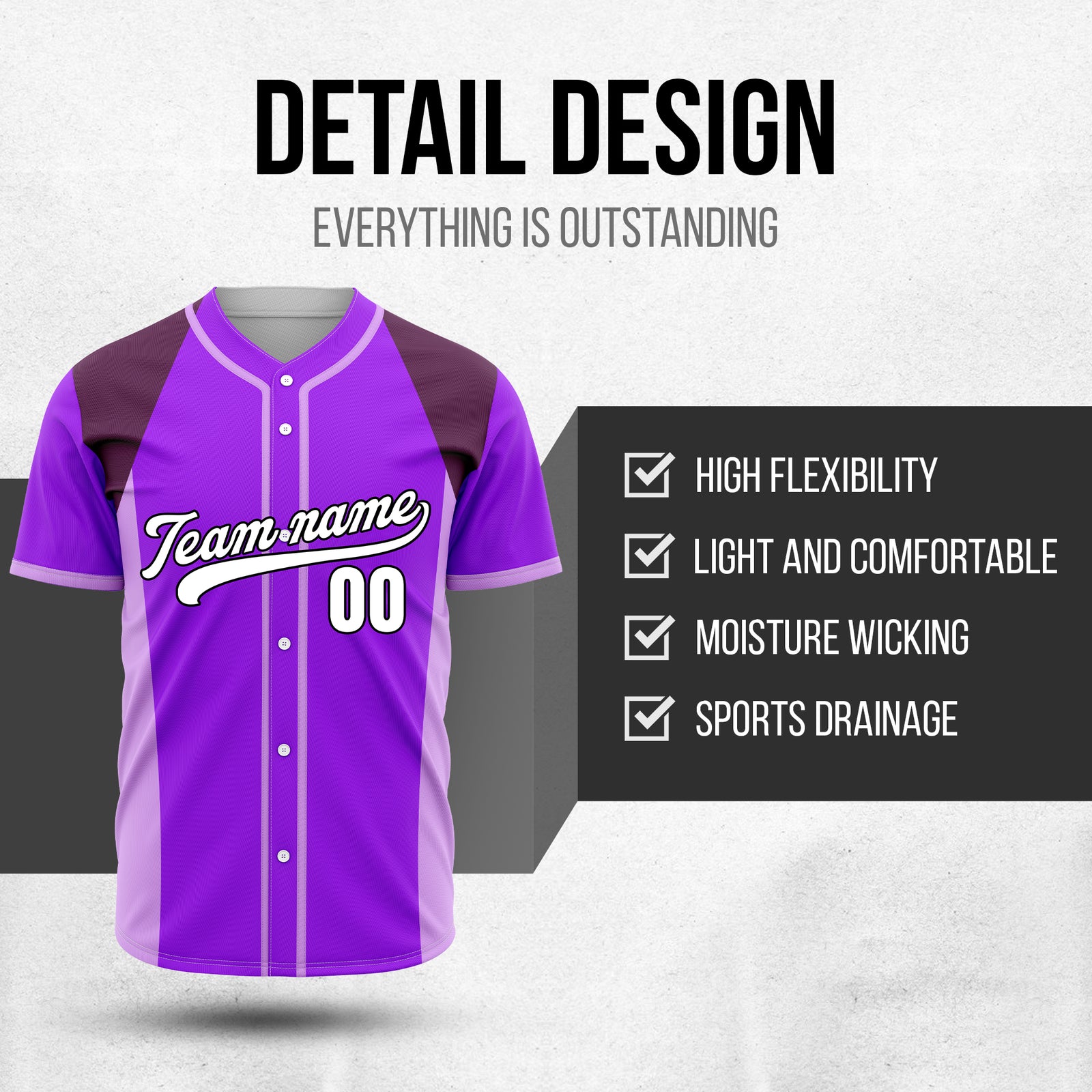 Custom Timeless Stripes Baseball Purple Sports Jersey Personalized Uniform with Name & Number