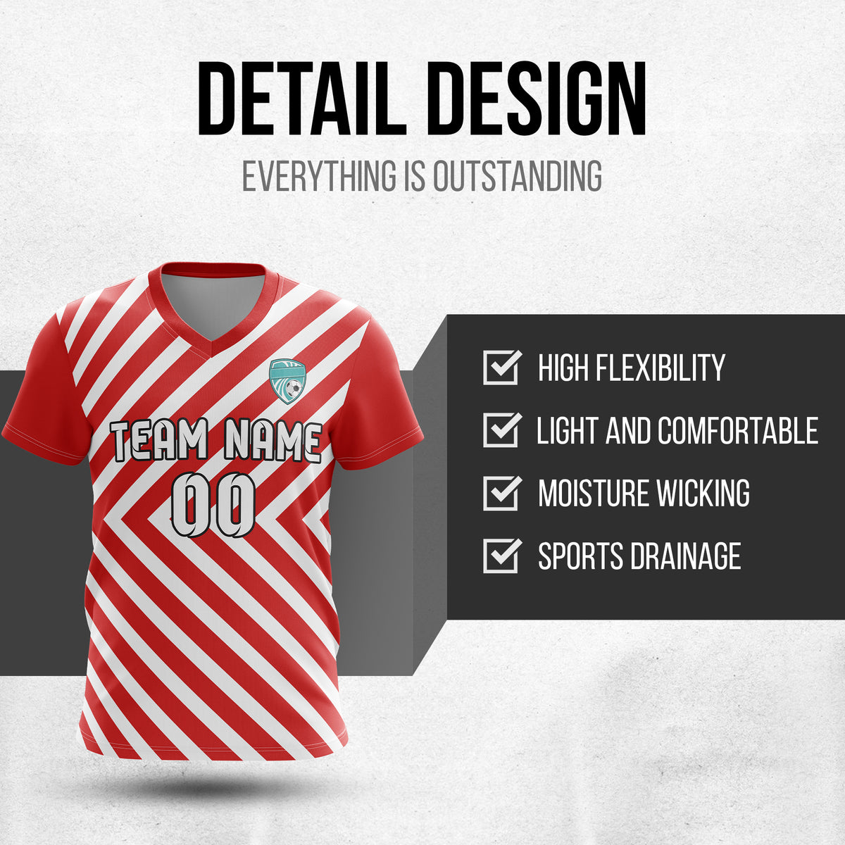 Custom Swift Stripe V-Neck Red Soccer sport Tops Jersey