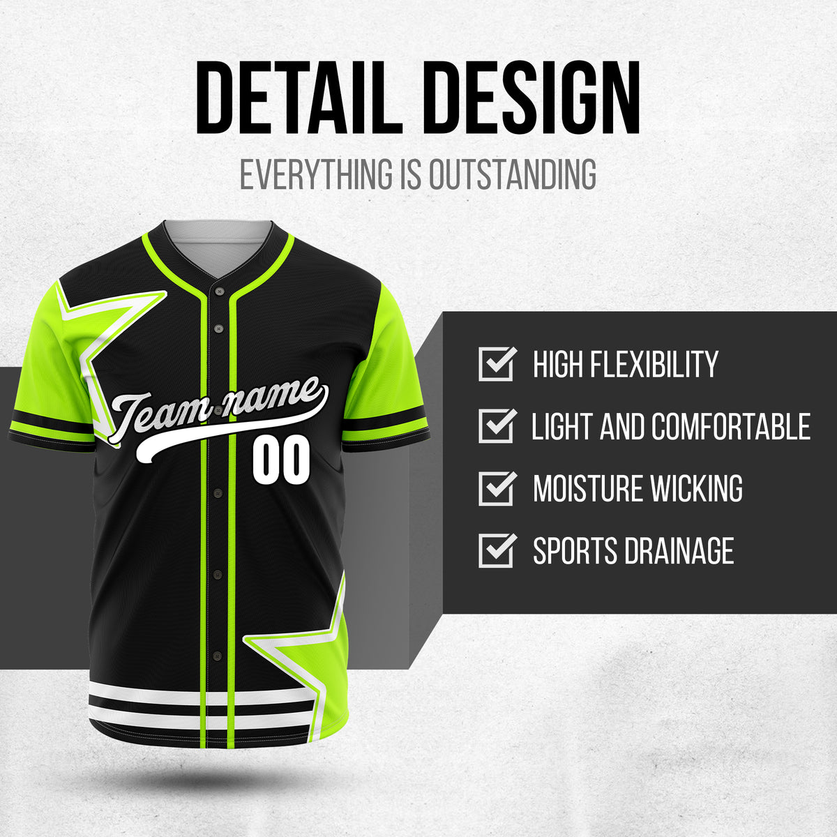 Custom Star Classic Baseball Black Sports Jersey Personalized Uniform with Name & Number