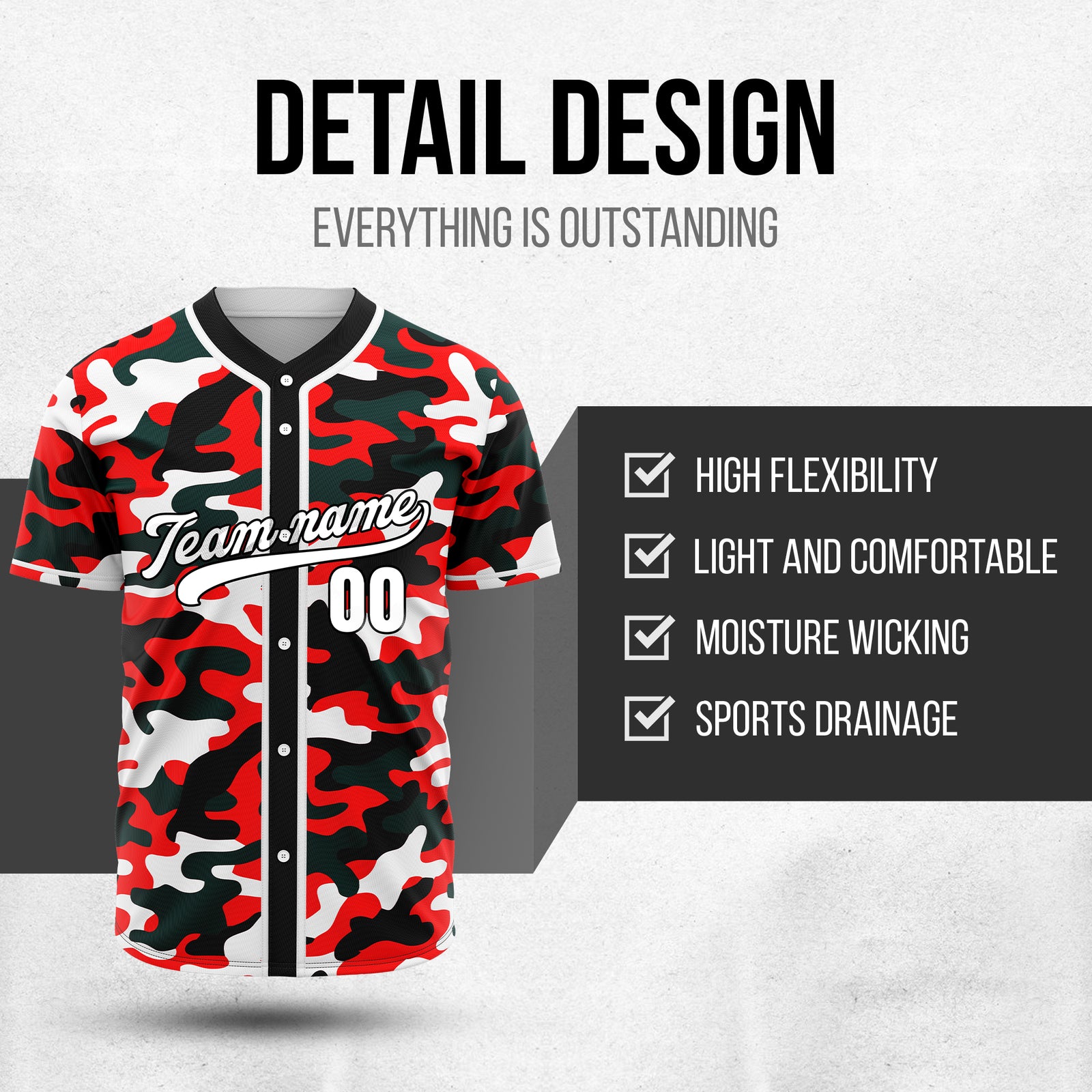 Custom Shadow Command Red Baseball Sports Jersey Personalized Uniform with Name & Number