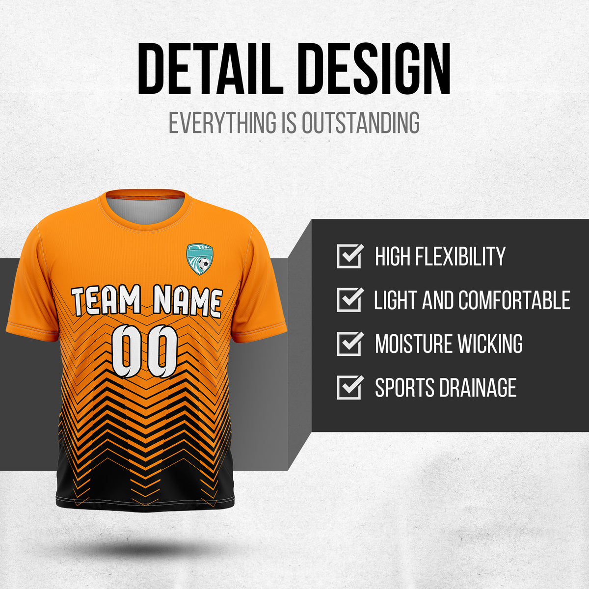 Custom Apex Strike R Side Pattern Orange Soccer sport Tops Jersey
