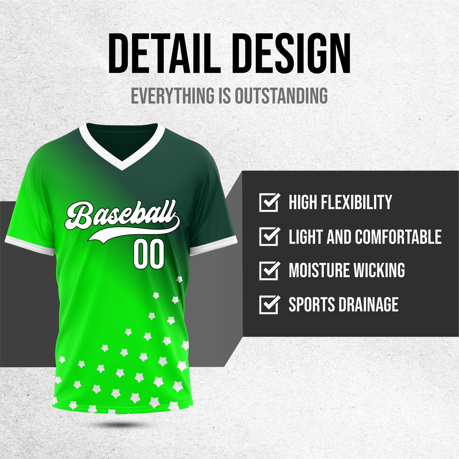 Custom Twilight Stars Baseball Neon Green Sports Jersey Personalized Uniform with Name & Number