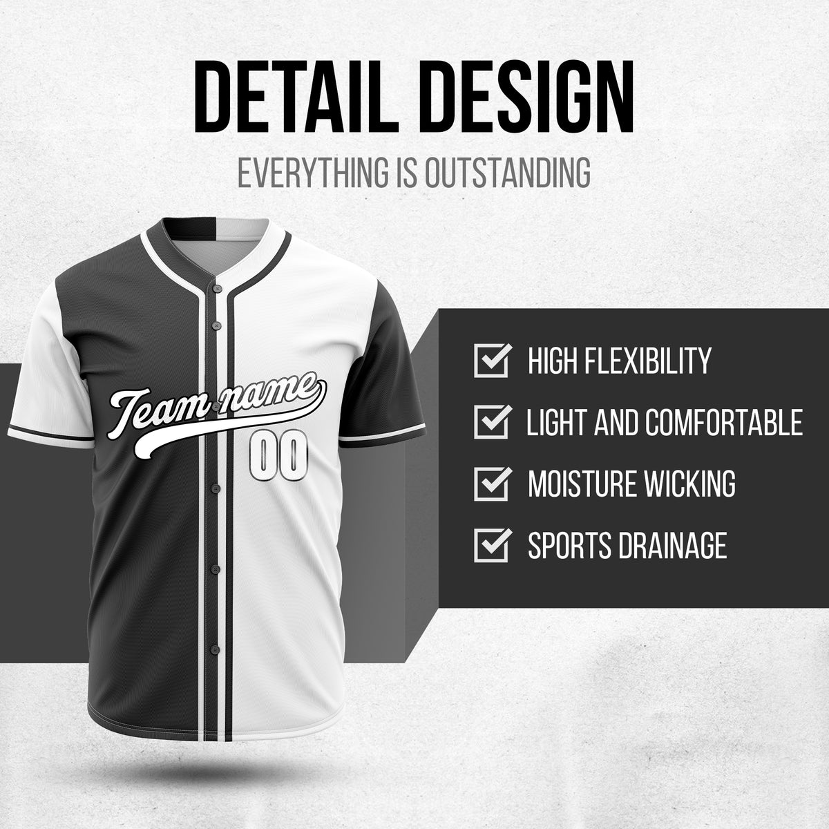Custom Split Baseball White Sports Jersey Personalized Uniform with Name & Number