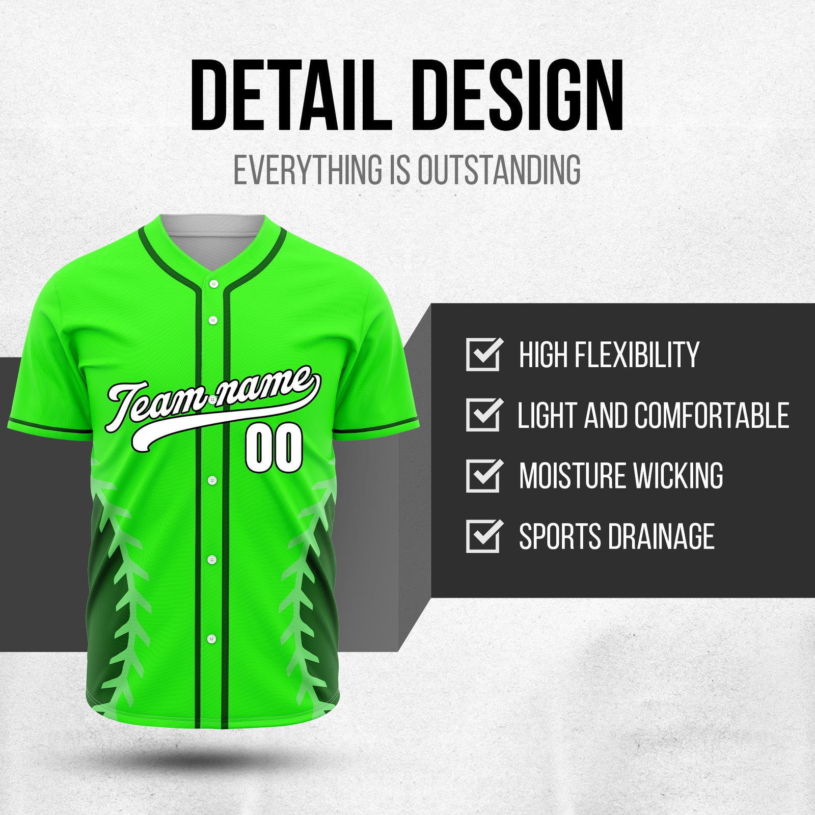 Custom Stitchline Baseball Neon Green Sports Jersey Personalized Uniform with Name & Number