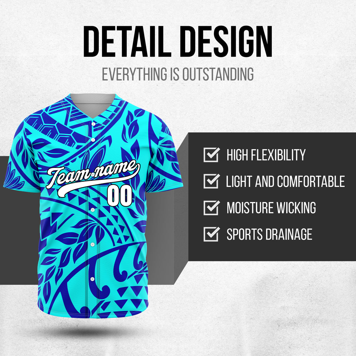 Custom Hawaii Storm Aqua Baseball Sports Jersey Personalized Uniform with Name & Number