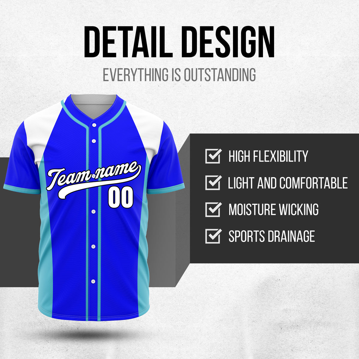 Custom Timeless Stripes Baseball Blue Sports Jersey Personalized Uniform with Name & Number