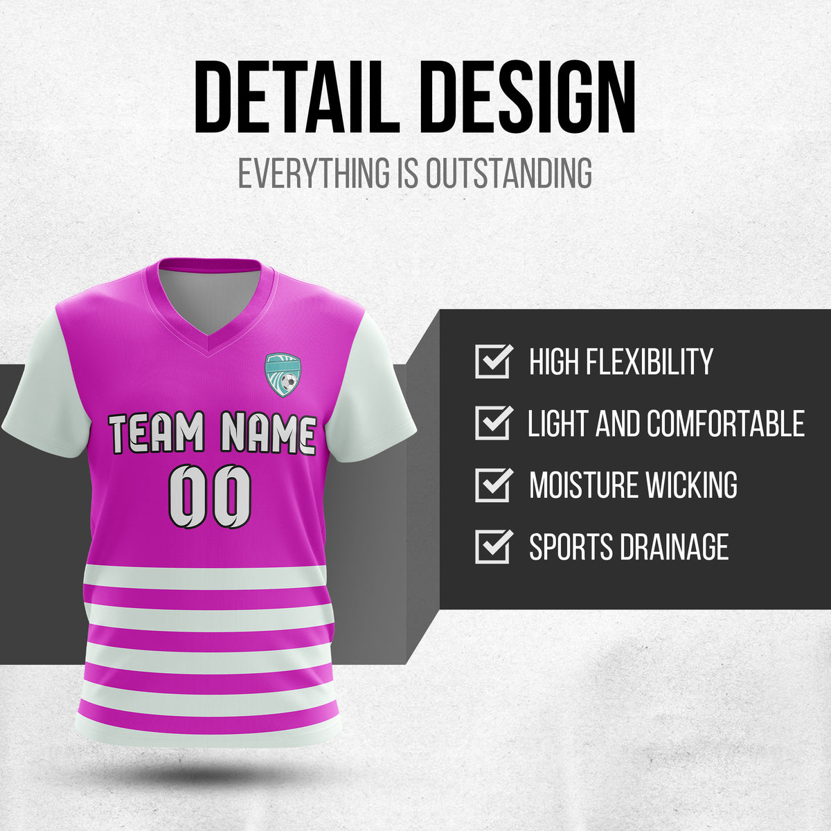 Custom BaseLine V Stripe Pattern Purple Soccer sport Tops Jersey