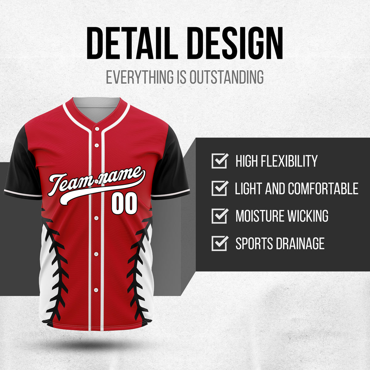 Custom Stitchline Baseball Red Sports Jersey Personalized Uniform with Name & Number