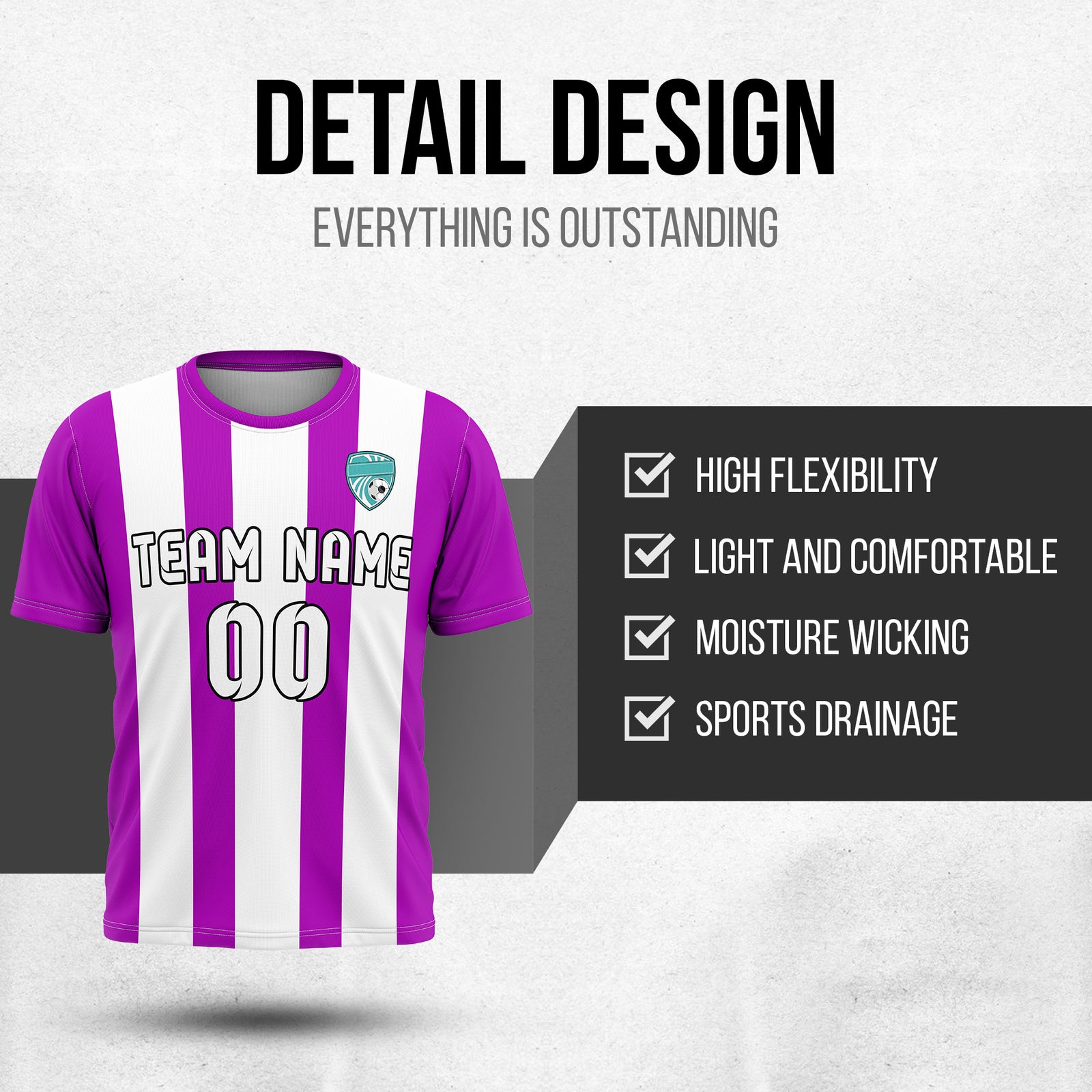 Custom Striker Stripe Purple Soccer sport Tops Jersey