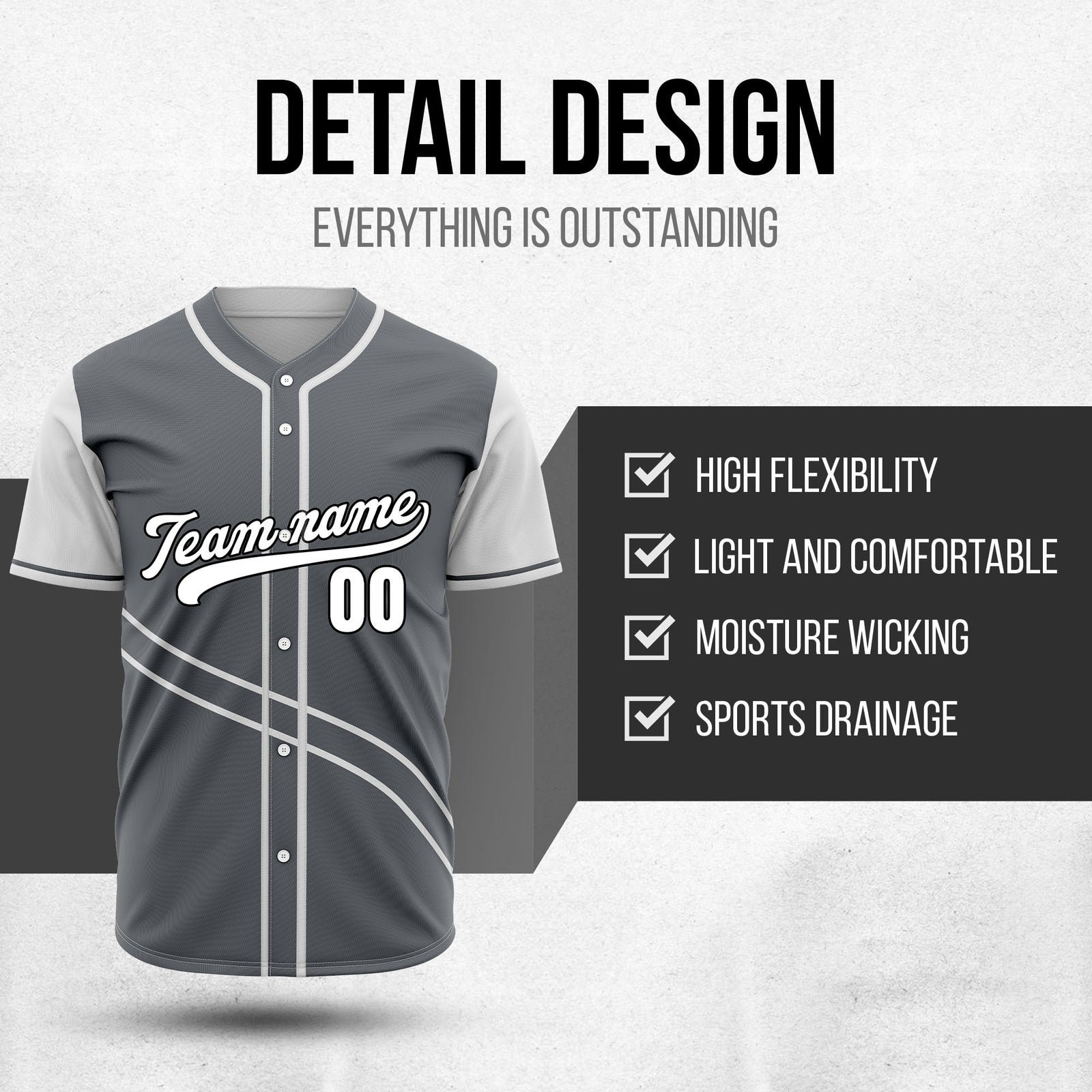 Custom Swift Dark Grey Raglan Style Baseball Sports Jersey Personalized Uniform with Name & Number