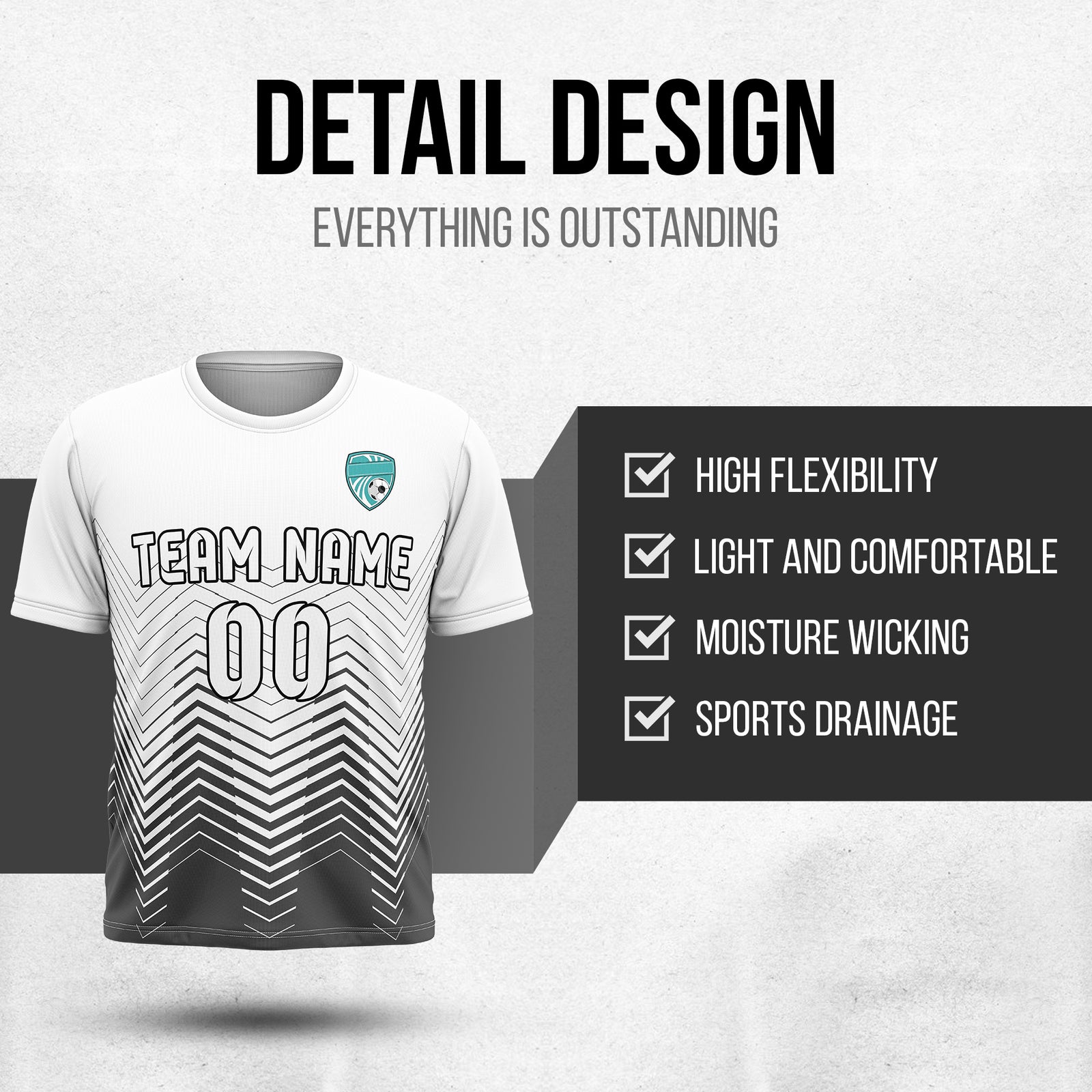 Custom Apex Strike R Side Pattern White Soccer sport Tops Jersey