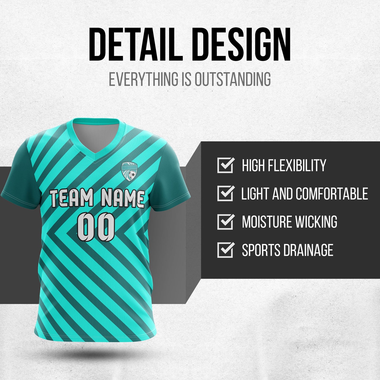 Custom Soccer Swift Stripe V-Neck D3 Sport Tops Jersey