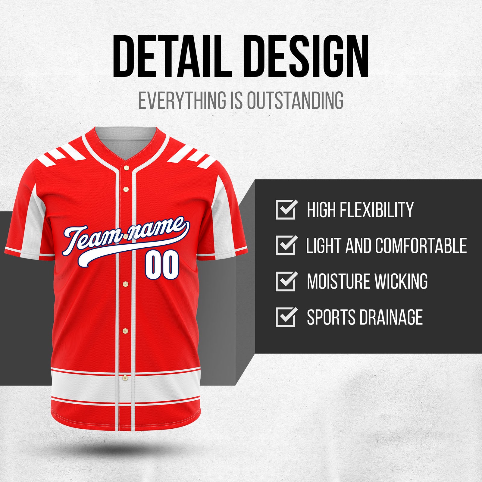 Custom Radiant Strike Red Raglan Style Baseball Sports Jersey Personalized Uniform with Name & Number