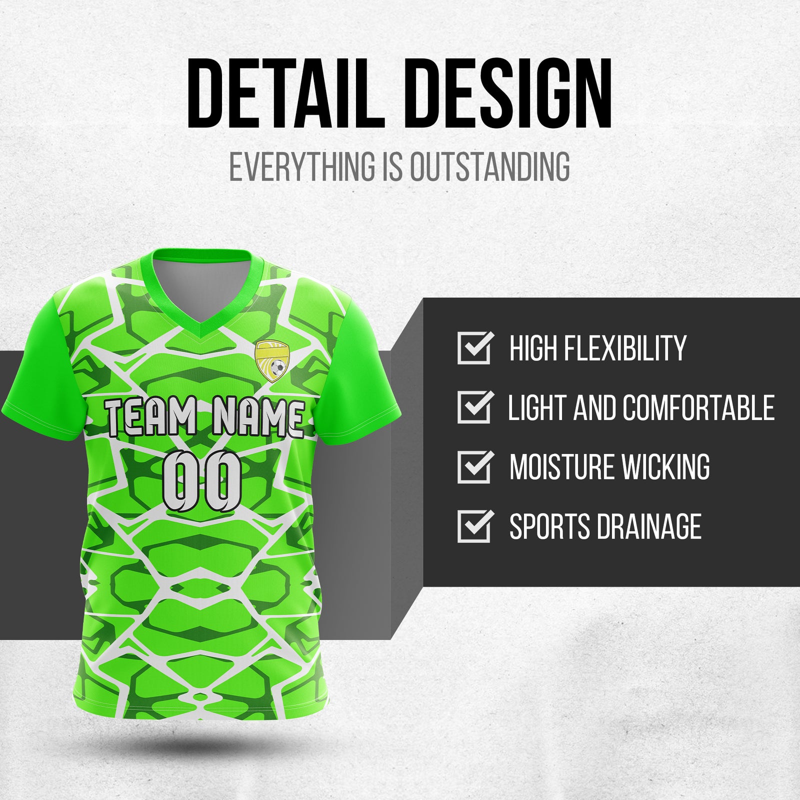 Custom Wild Pulse V-Full Pattern Neon Green Soccer sport Tops Jersey
