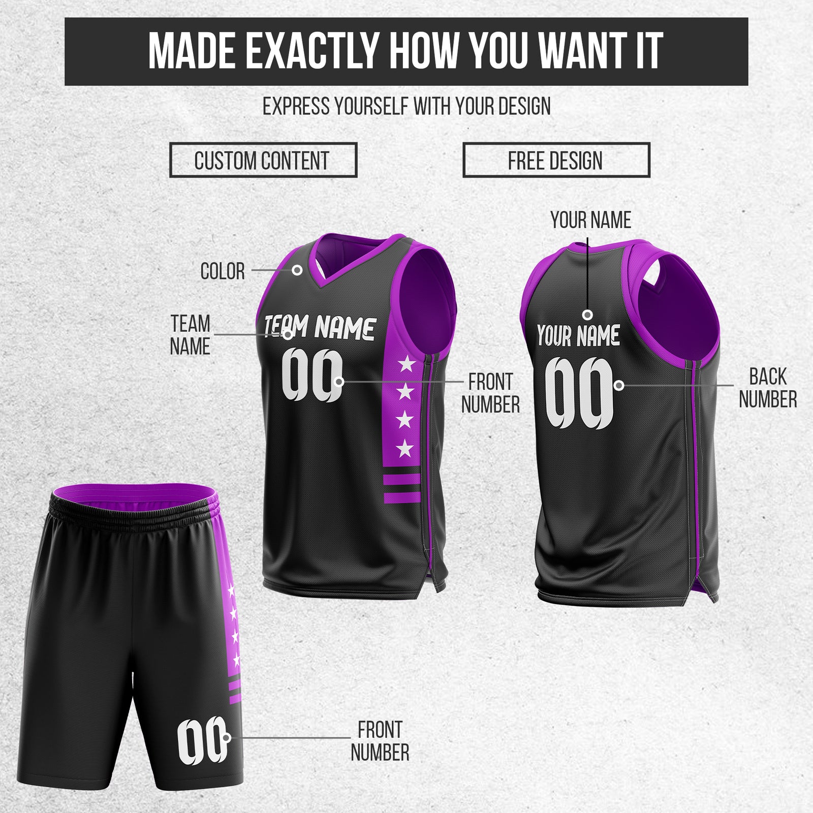 Custom Purple Double Side Reversible Sets Design Sportswear Basketball Jersey