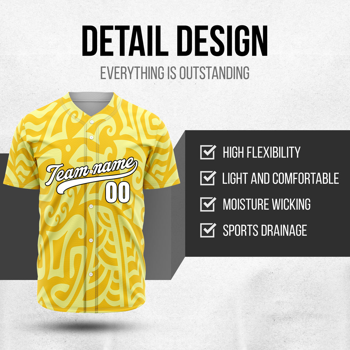 Custom Hawaii Blaze Yellow Baseball Sports Jersey Personalized Uniform with Name & Number