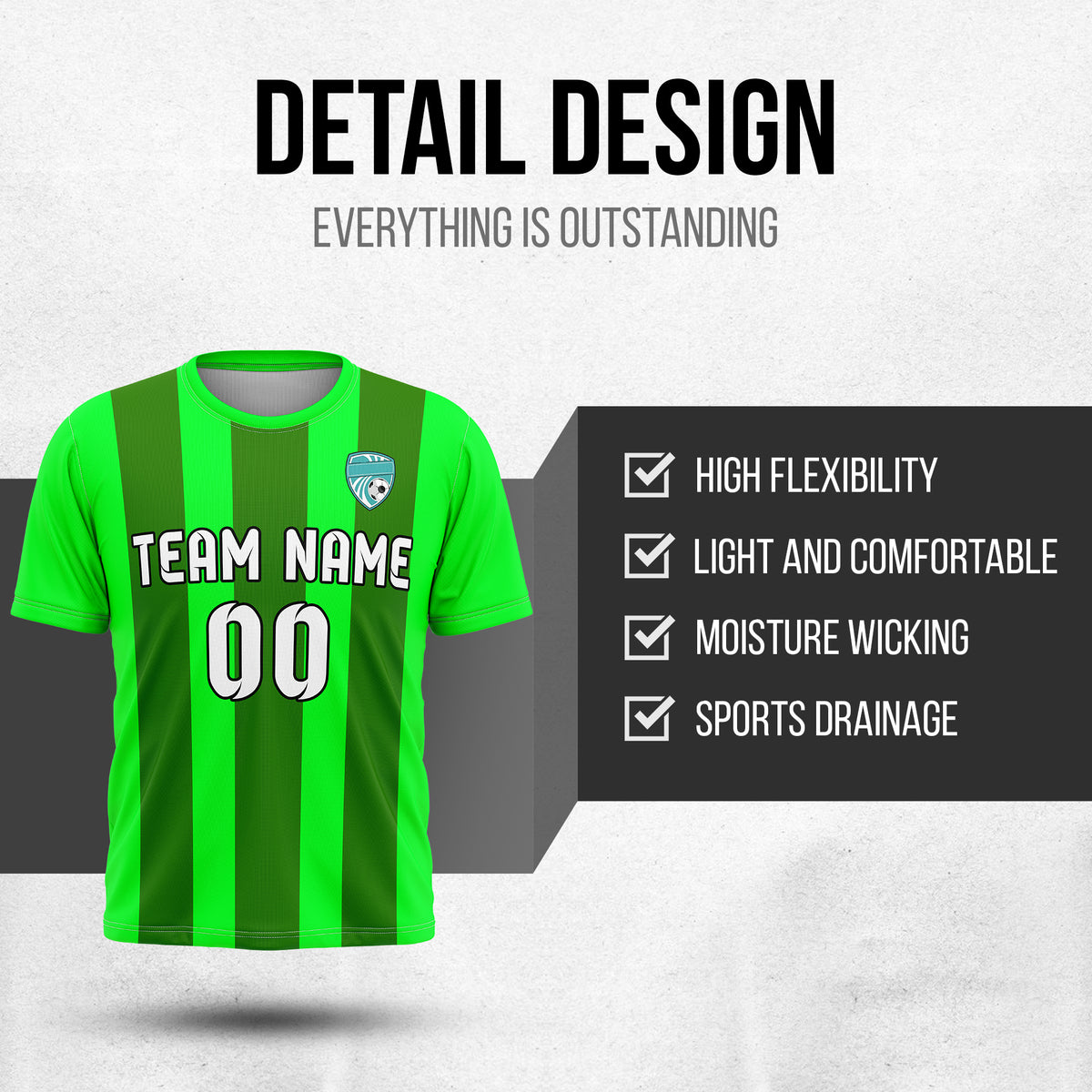 Custom Striker Stripe Neon Green Soccer sport Tops Jersey