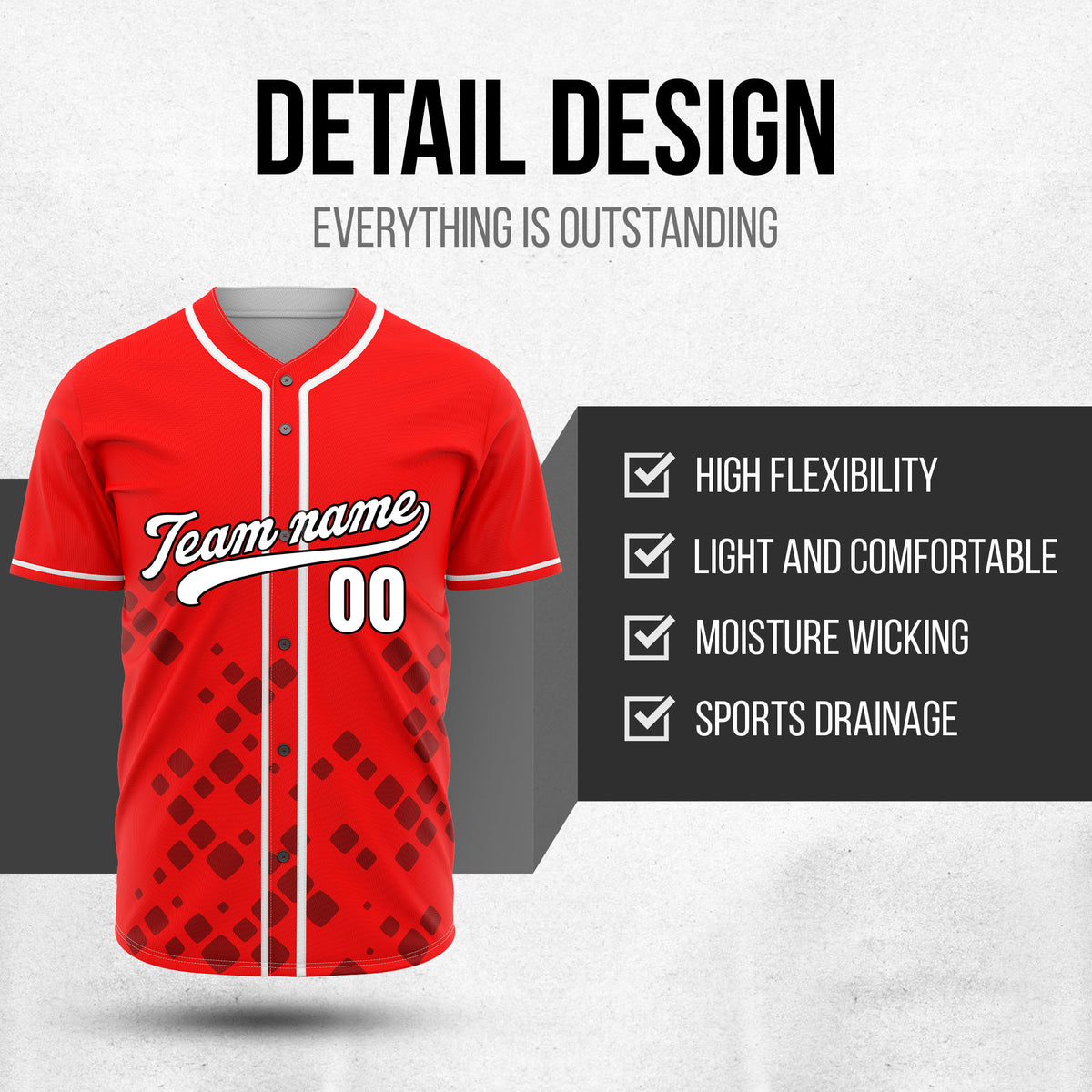Custom Shadow Sparks Red Baseball Sports Jersey Personalized Uniform with Name & Number