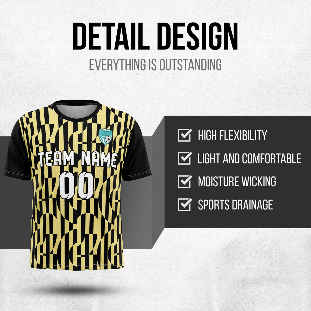 Custom Pulse Grid R-Full Pattern Soccer Black Sport Tops Jersey