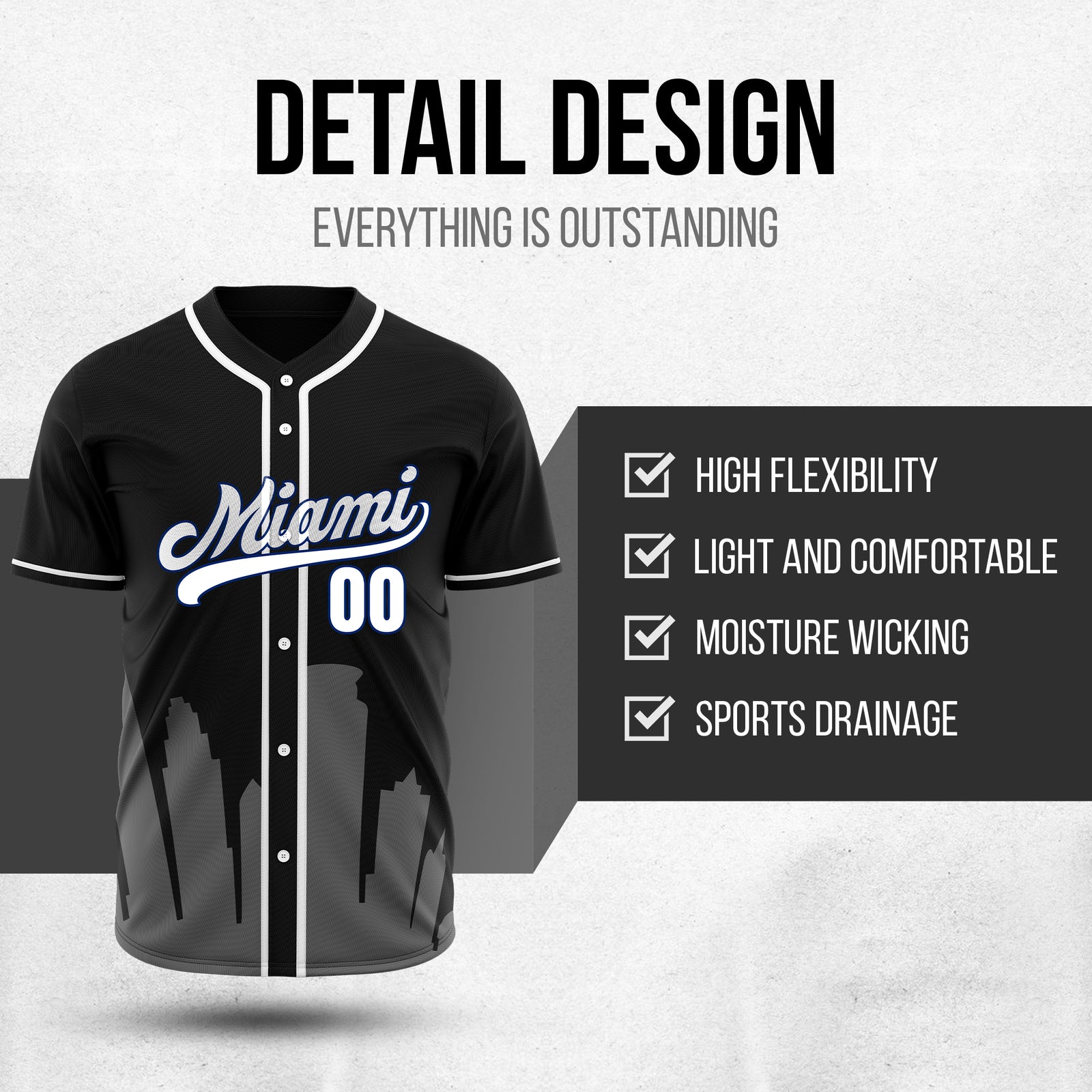 Custom City Tide Black Baseball Sports Jersey Personalized Uniform with Name & Number