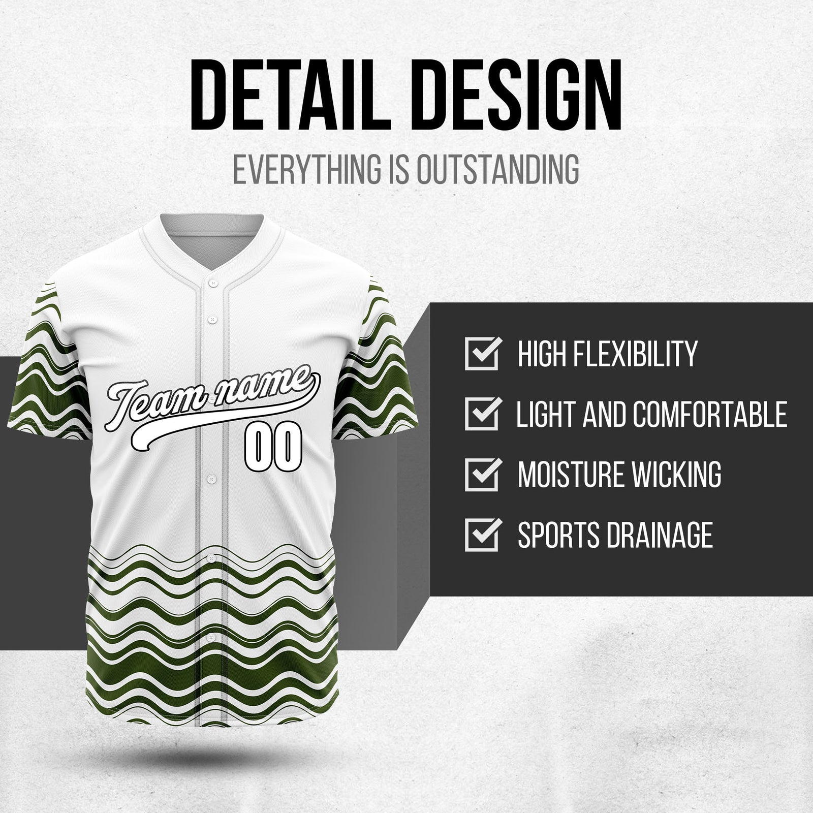 Custom Wave White Baseball Sports Jerseys Personalized Uniform with Name & Number
