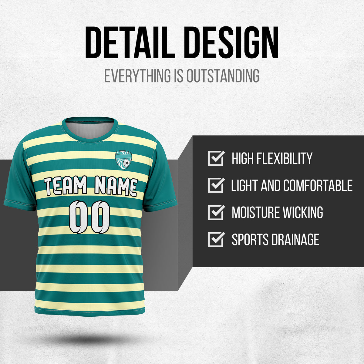 Custom Royal Stripe Teal Soccer sport Tops Jersey