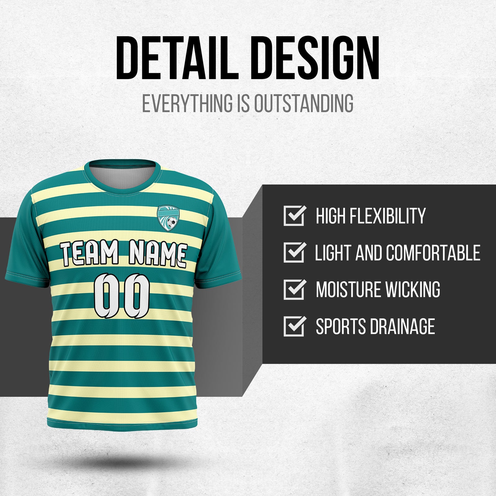 Custom Royal Stripe Teal Soccer sport Tops Jersey