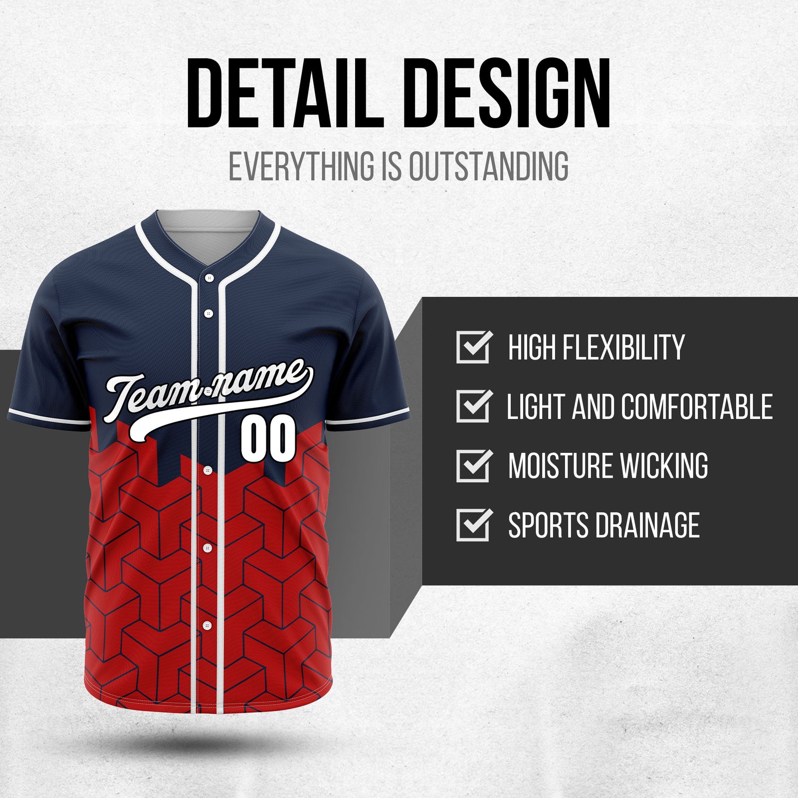 Custom Grid Iron Navy Baseball Sports Jersey Personalized Uniform with Name & Number