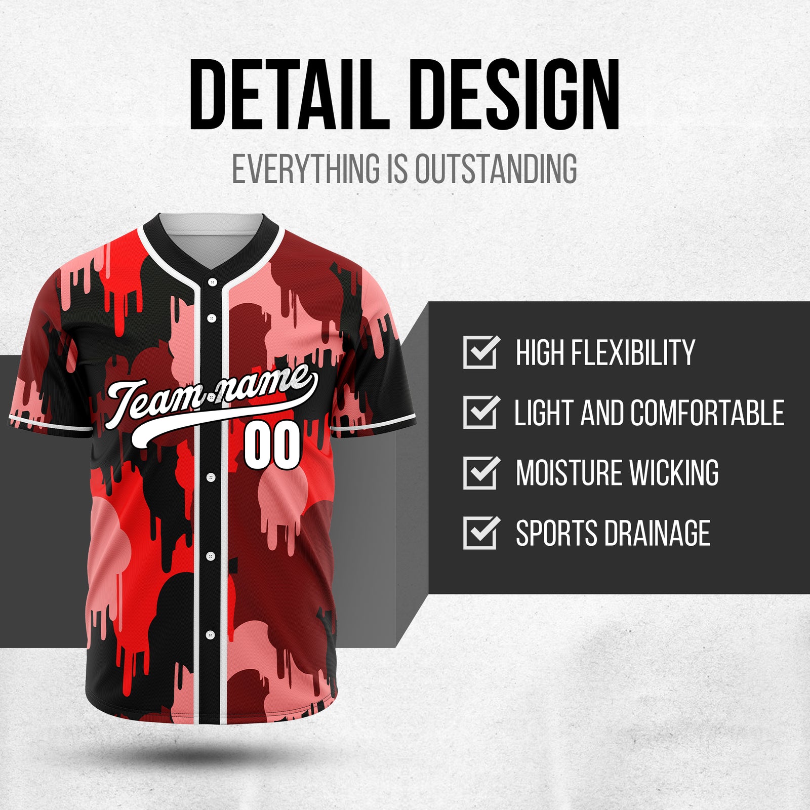 Custom Paint Hustlers Red Baseball Sports Jersey Personalized Uniform with Name & Number