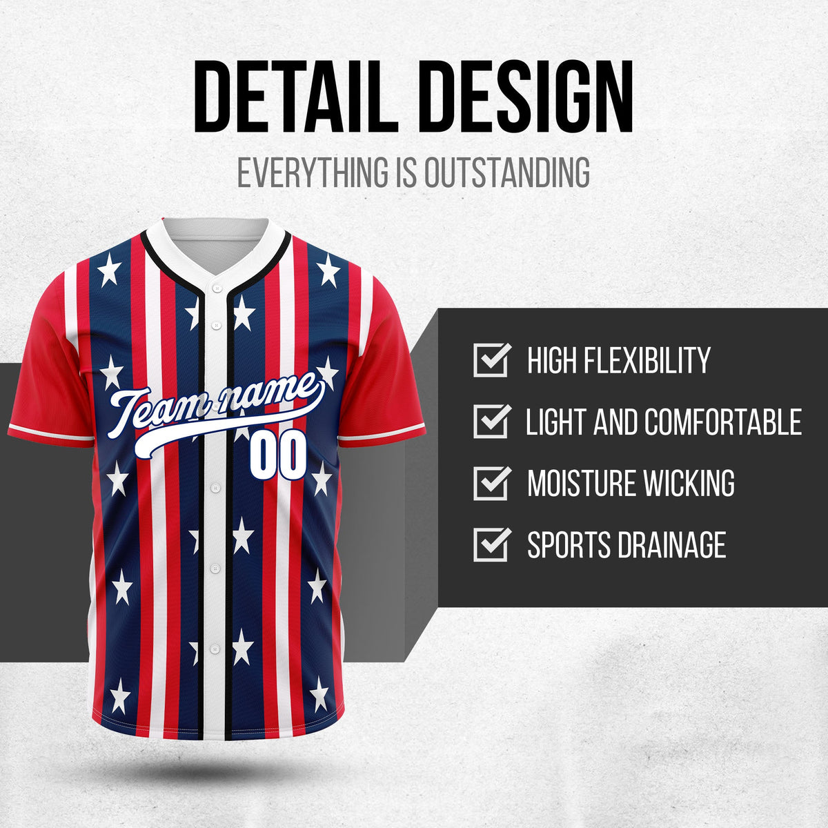 Custom United Freedom Baseball Sports Jersey Personalized Uniform with Name & Number