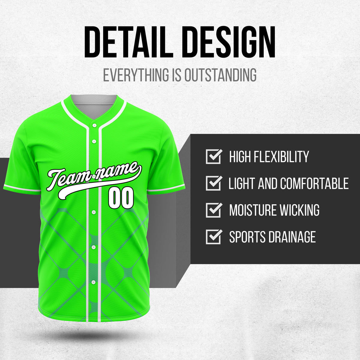 Custom Gridlock Neon Green Baseball Sports Jersey Personalized Uniform with Name & Number