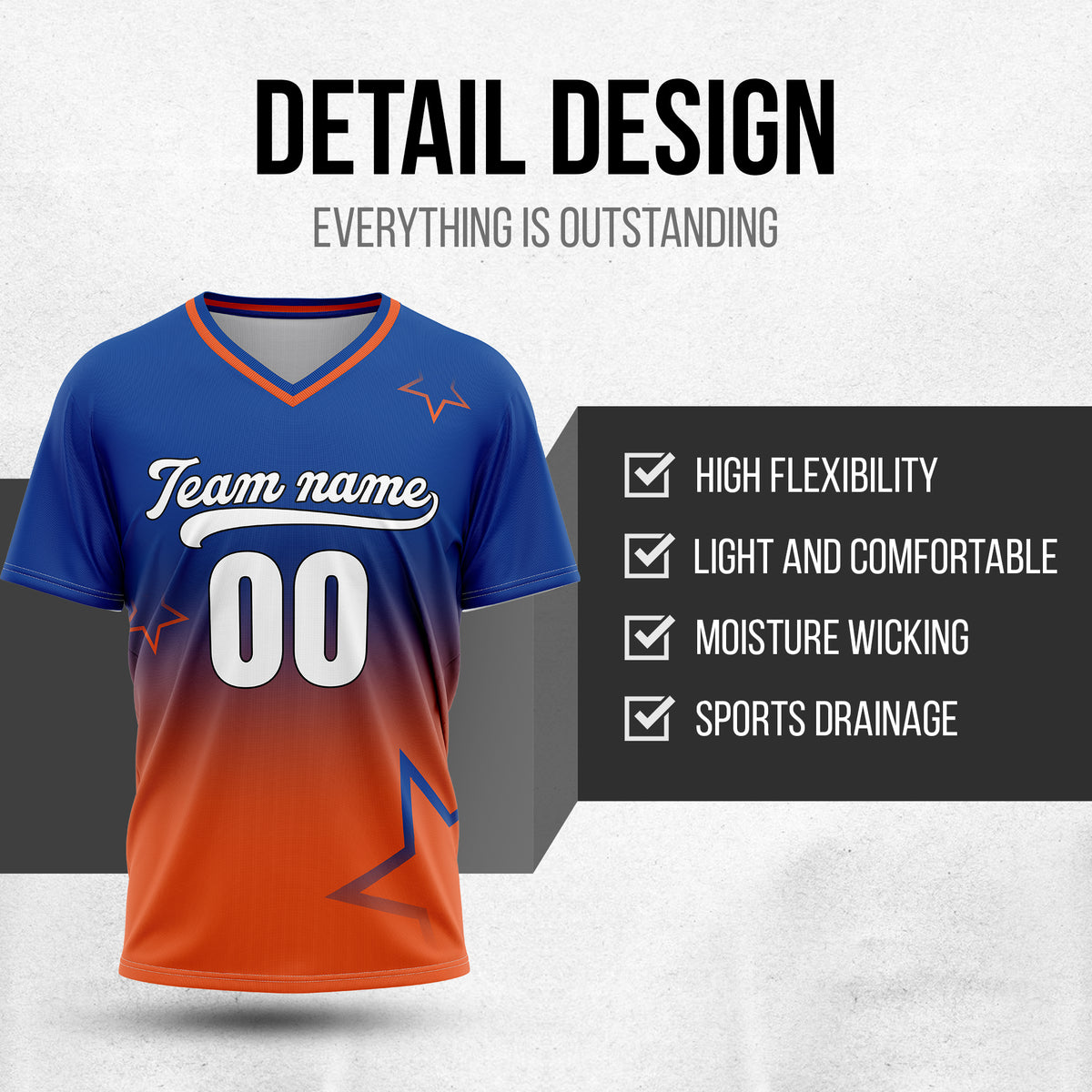 Custom Star Gradient Baseball Navy Sports Jersey Personalized Uniform with Name & Number