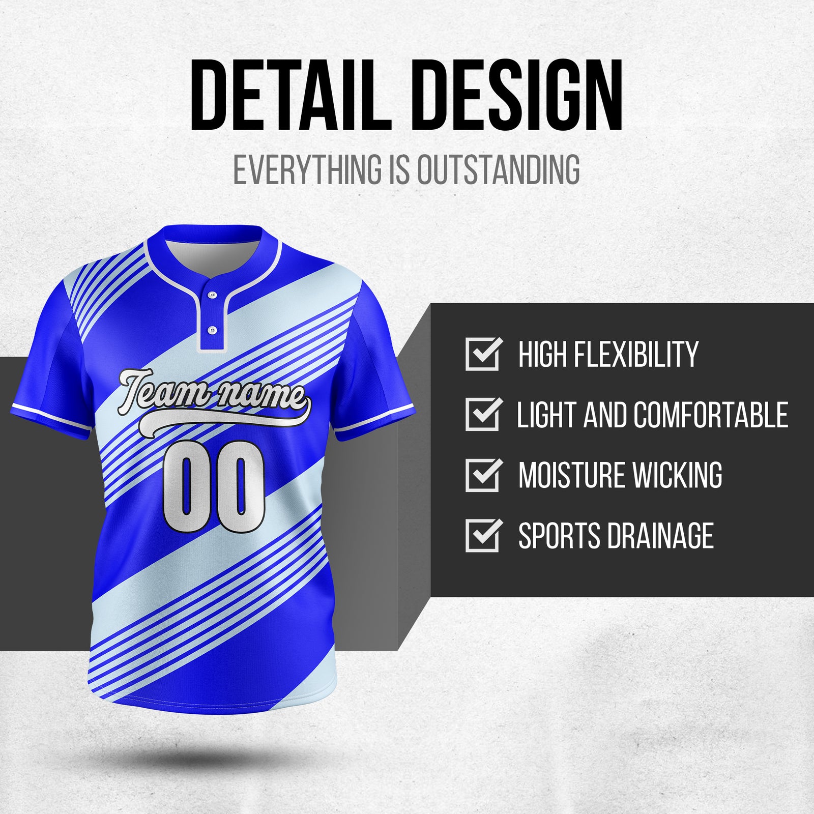 Custom Crossfire Blue Baseball Sports Jersey Personalized Uniform with Name & Number