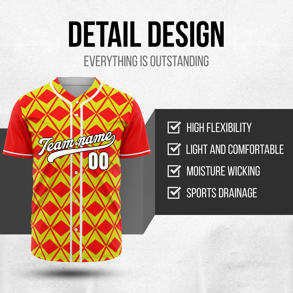 Custom Rhombus Blaze Red Baseball Sports Jersey Personalized Uniform with Name & Number