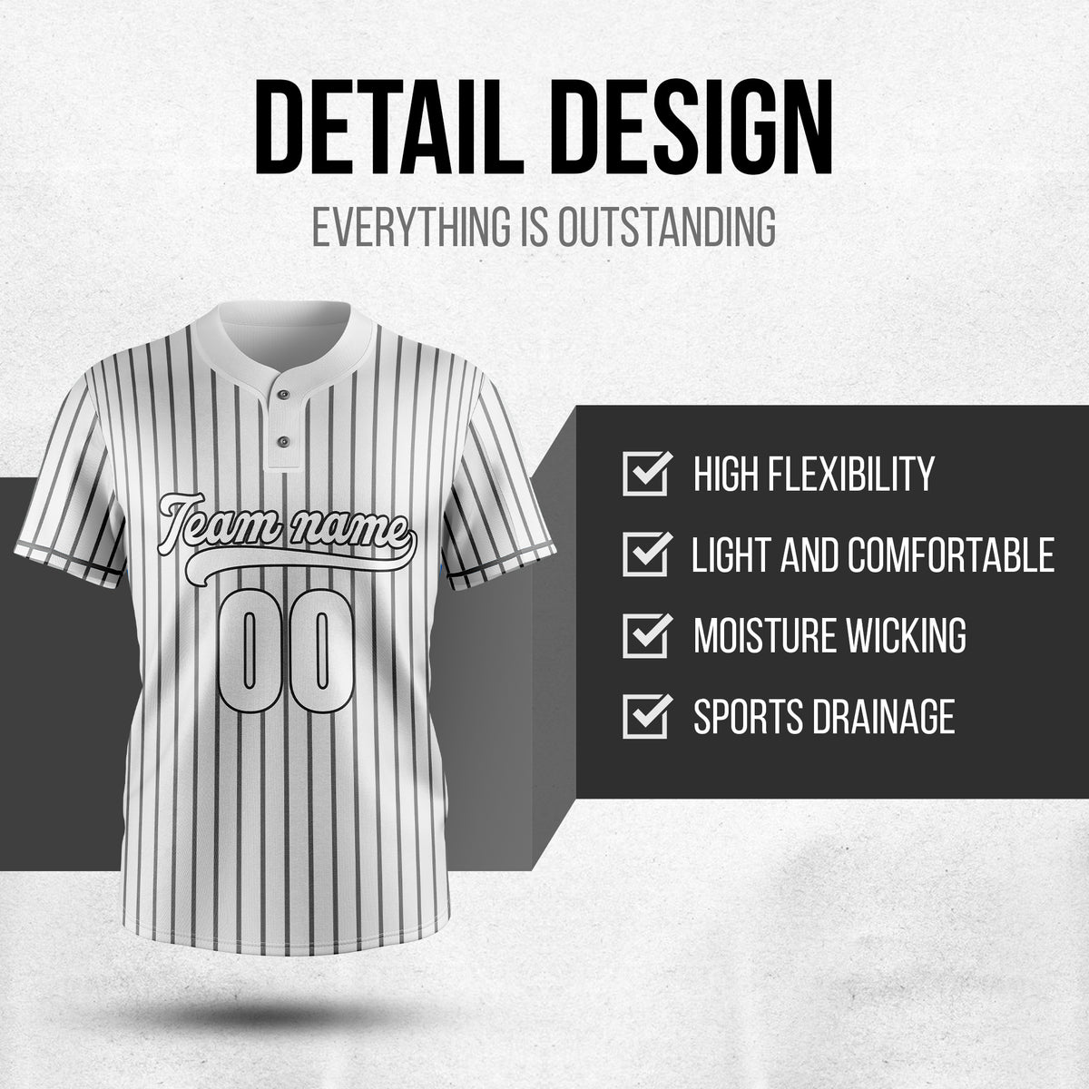 Custom Pinstripe Baseball White Sports Jersey Personalized Uniform with Name & Number