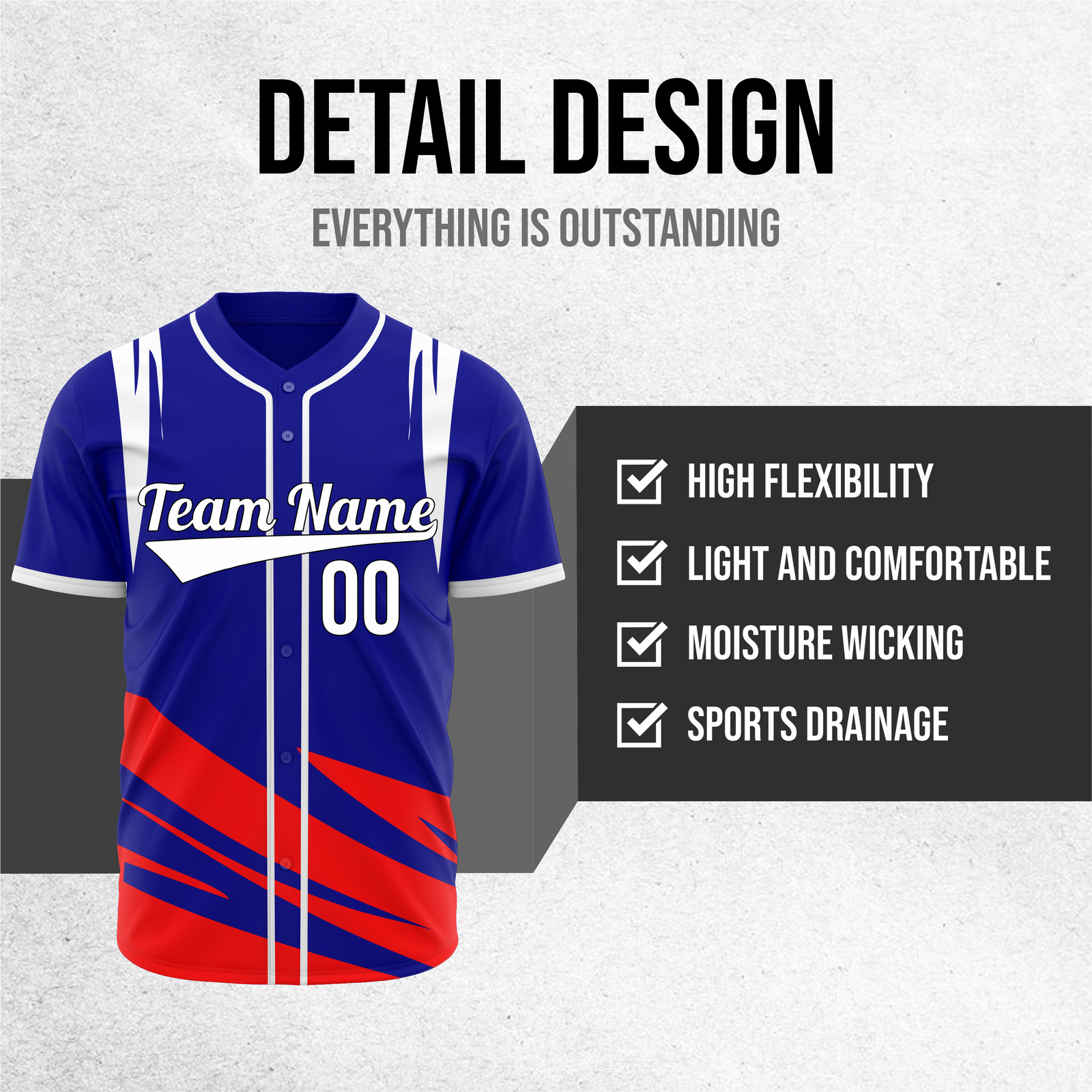 Custom Curve Edge Baseball Navy Sports Jersey Personalized Uniform with Name & Number