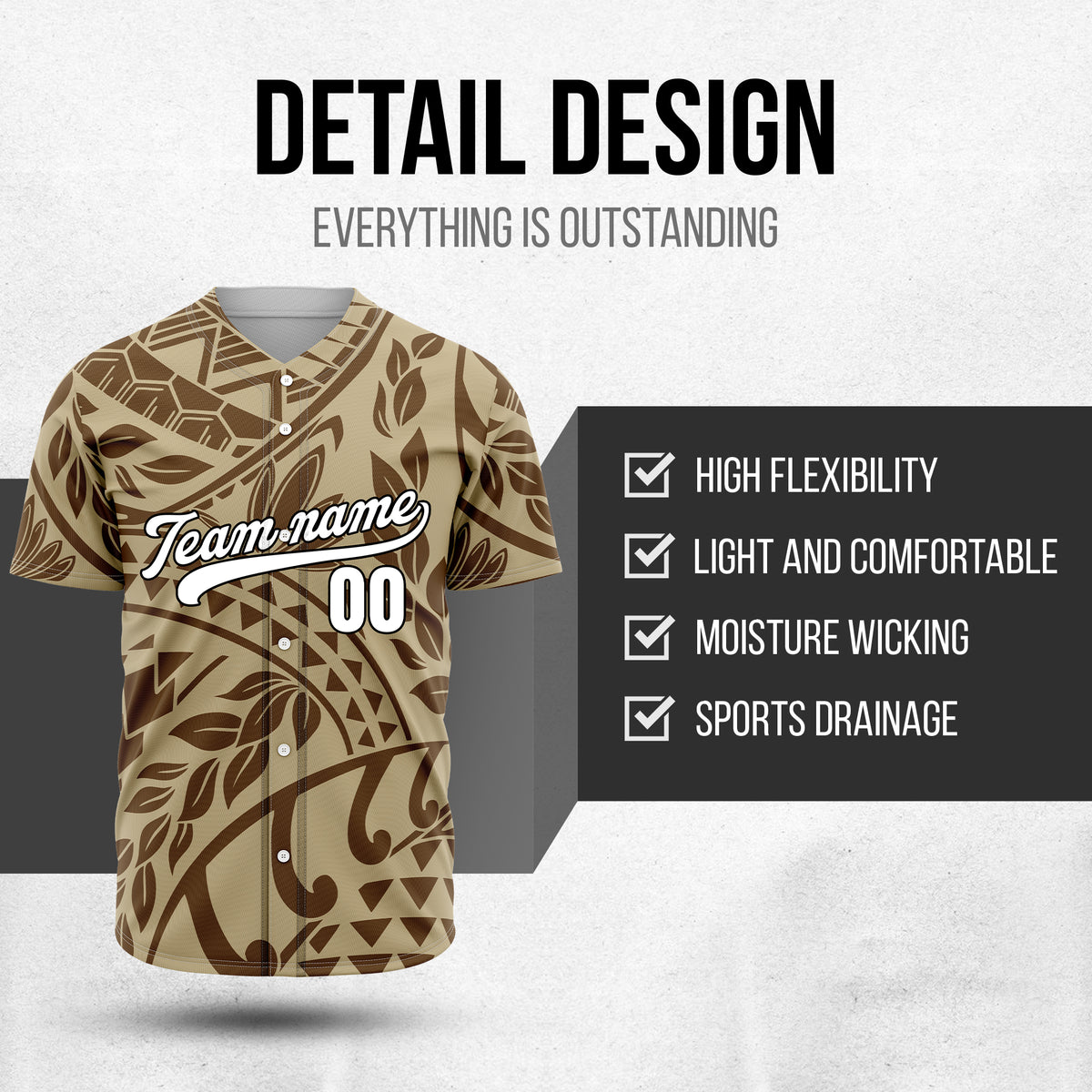 Custom Hawaii Storm Khaki Baseball Sports Jersey Personalized Uniform with Name & Number