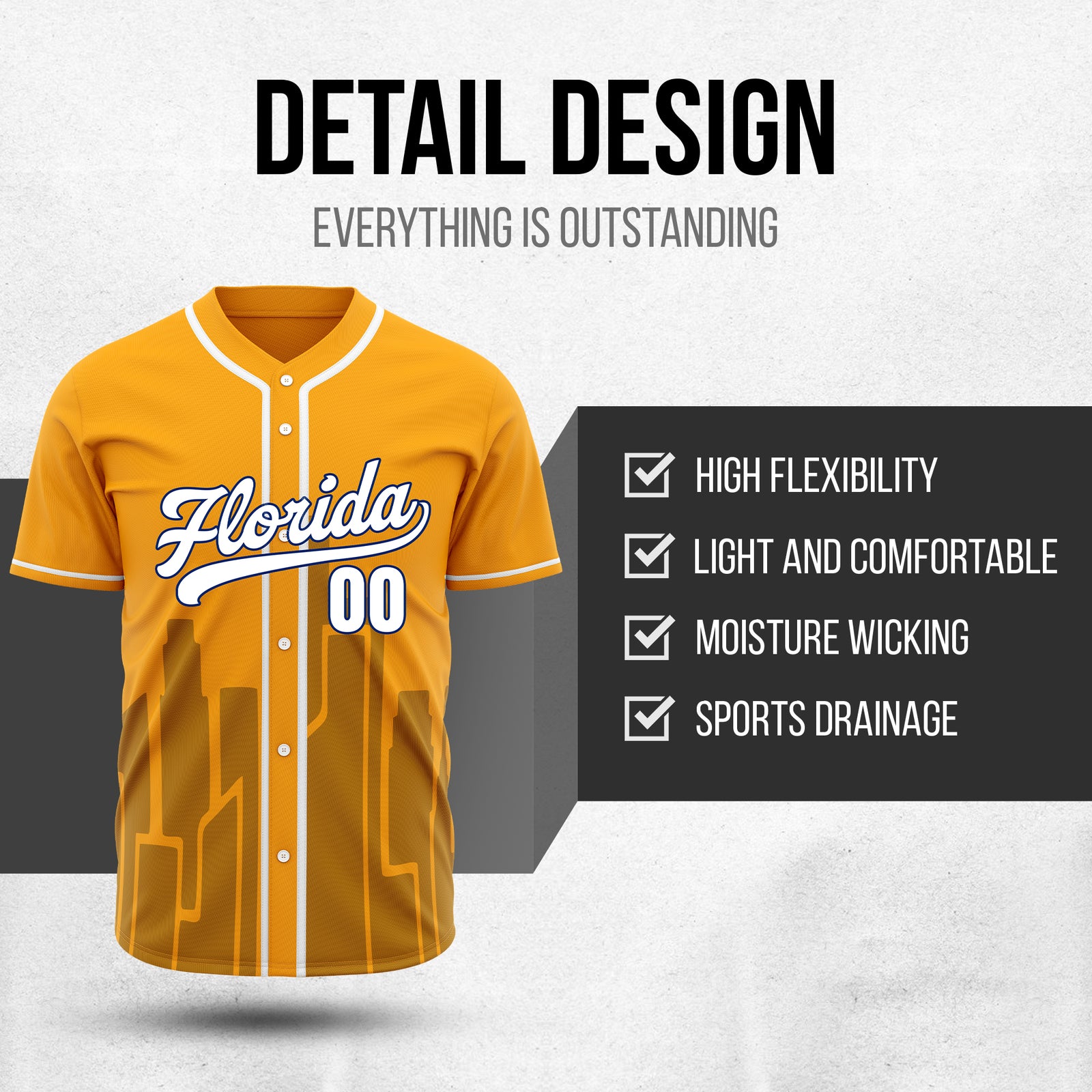 Custom City Flux Orange Baseball Sports Jersey Personalized Uniform with Name & Number