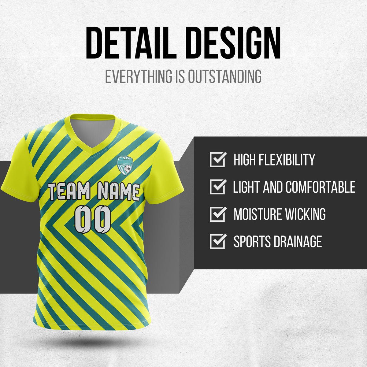 Custom Swift Stripe V-Neck Yellow Soccer sport Tops Jersey