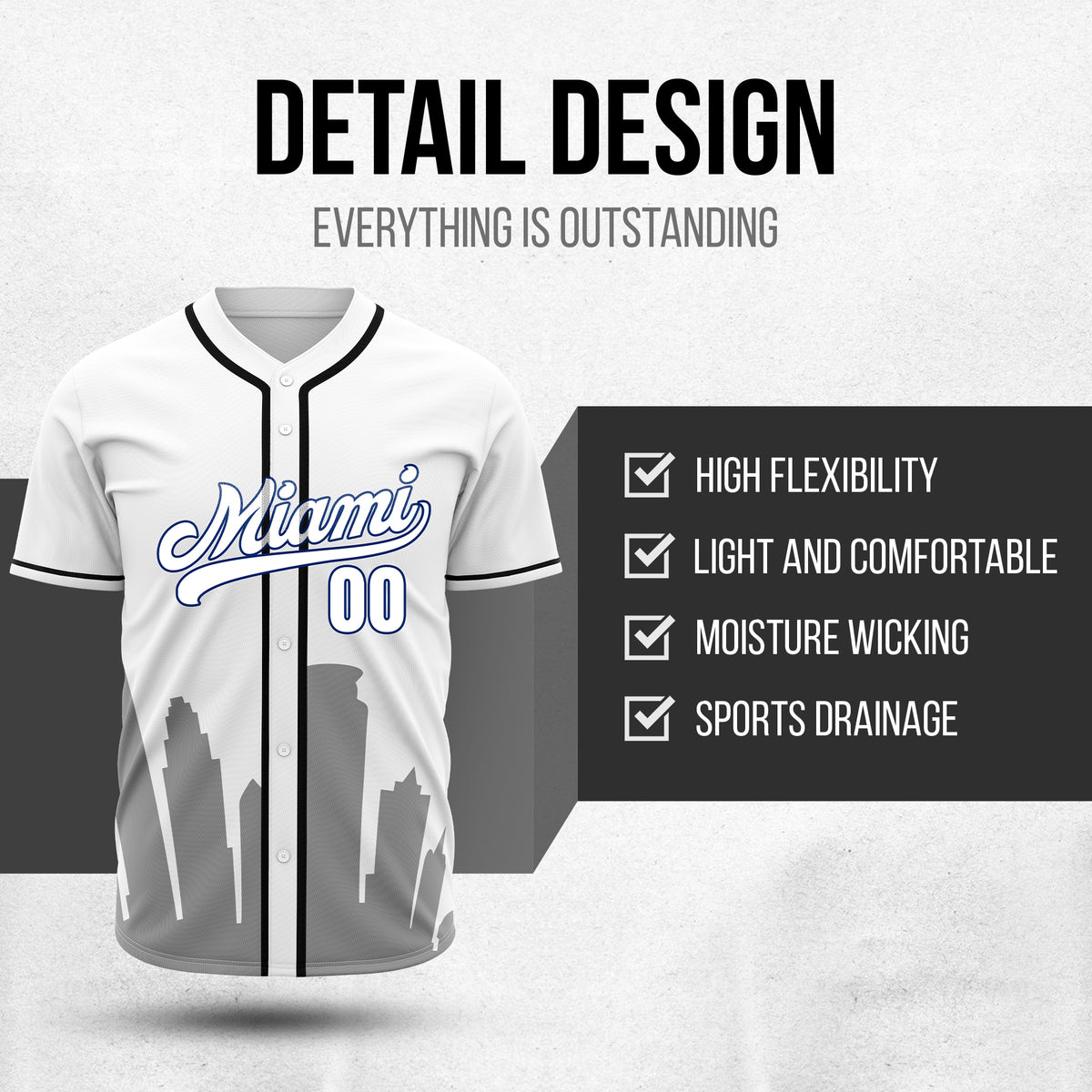 Custom City Tide White Baseball Sports Jersey Personalized Uniform with Name & Number