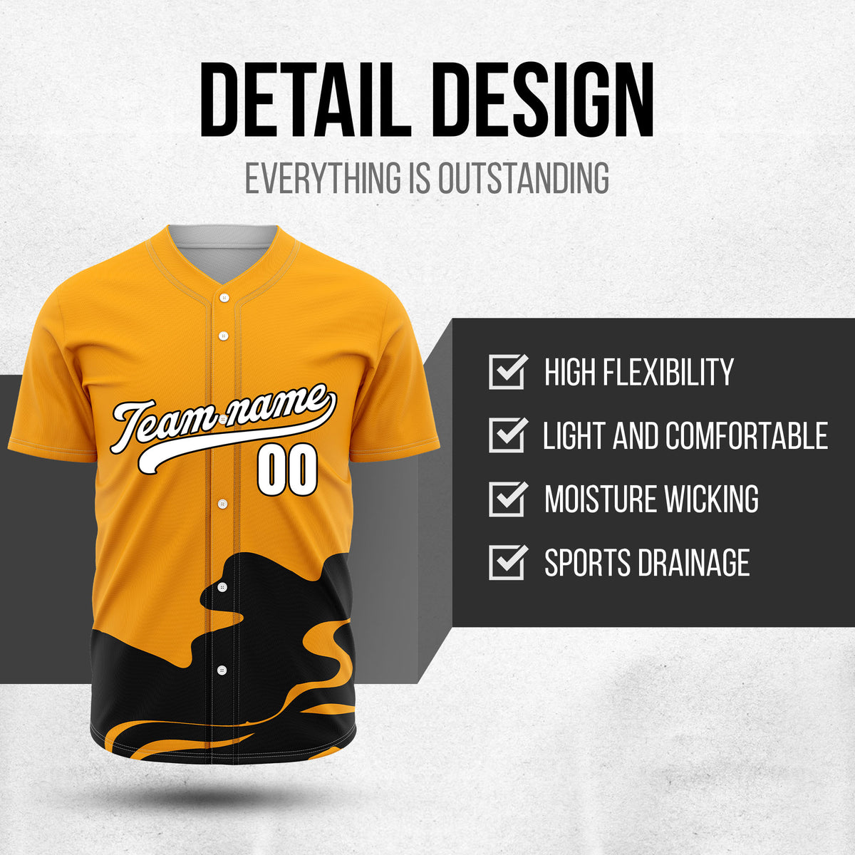 Custom Wave Orange Baseball Sports Jersey Personalized Uniform with Name & Number