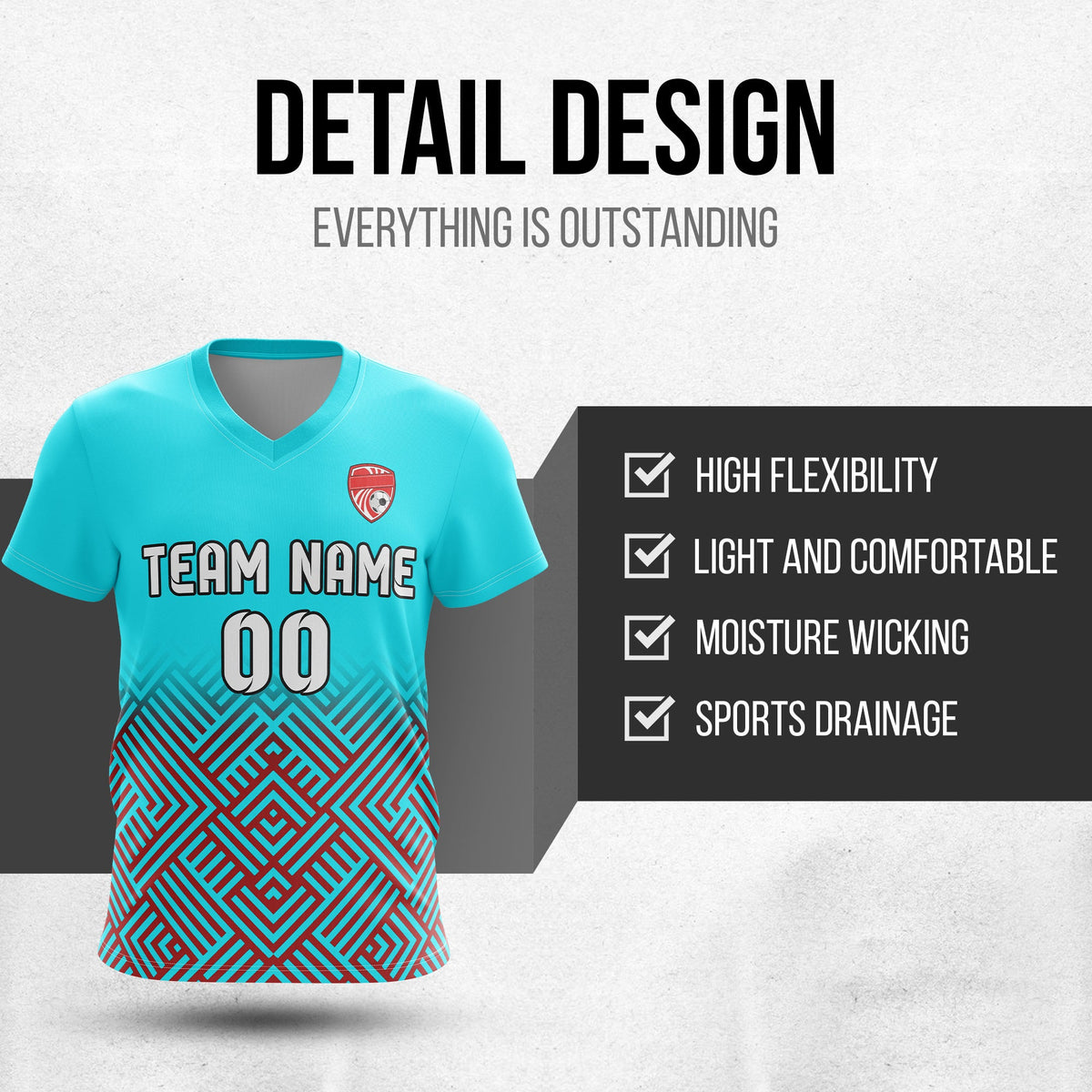Custom Shadow Line V-Side Pattern D2 Soccer Sport Tops Jersey