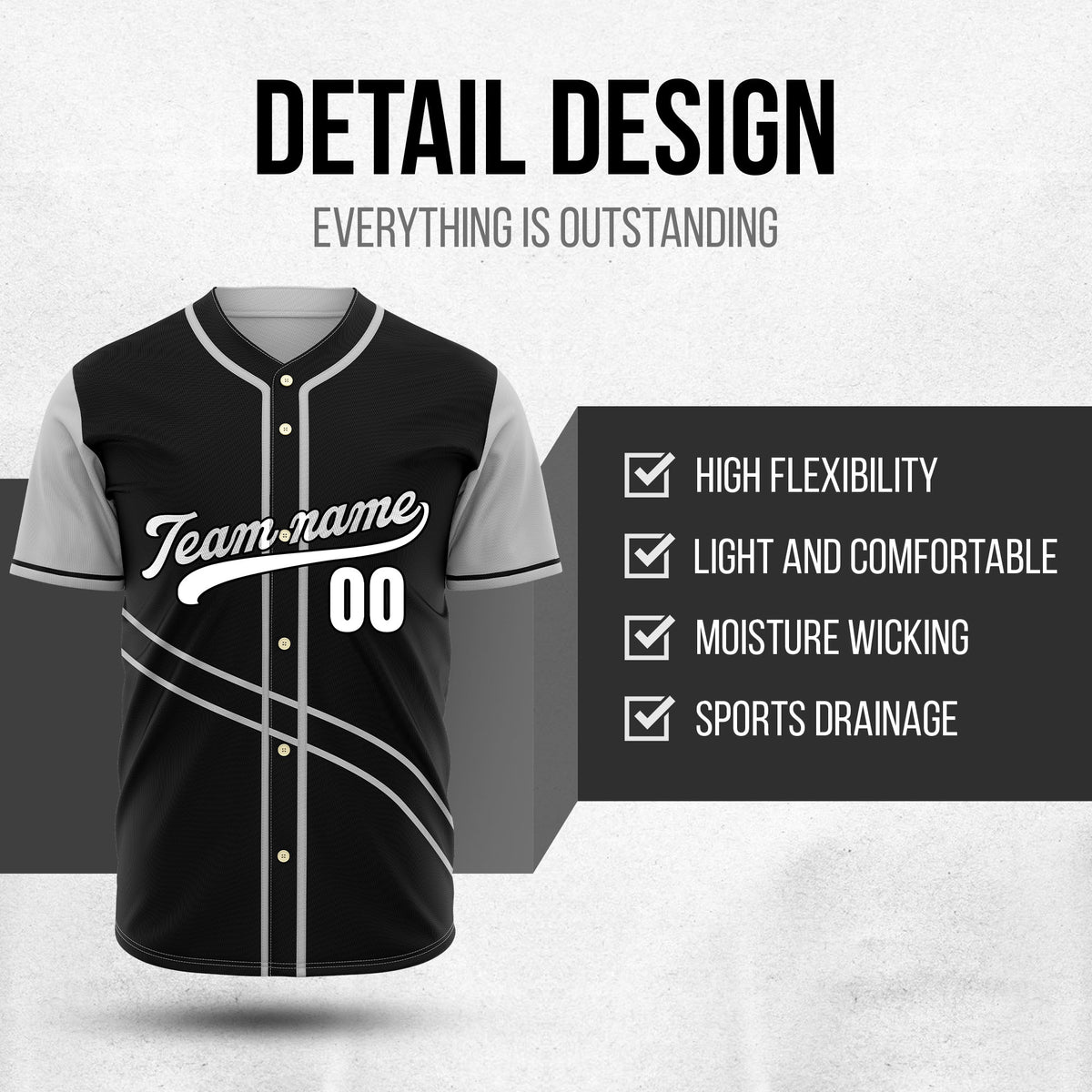 Custom Swift Black Raglan Style Baseball Sports Jersey Personalized Uniform with Name & Number